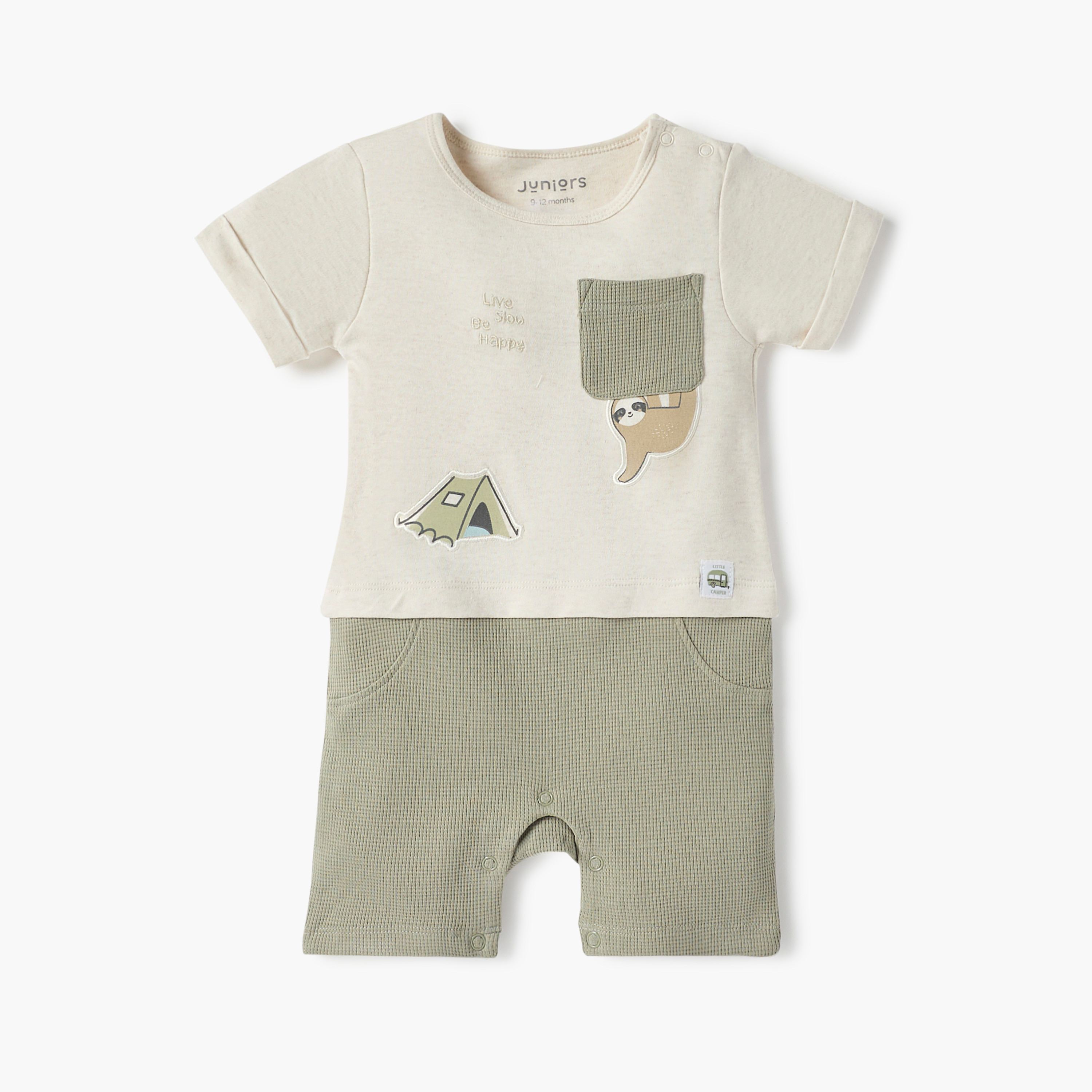 Juniors Printed Romper with Short Sleeves and Button Closure-baby-boys-clothing-rompers-image-1