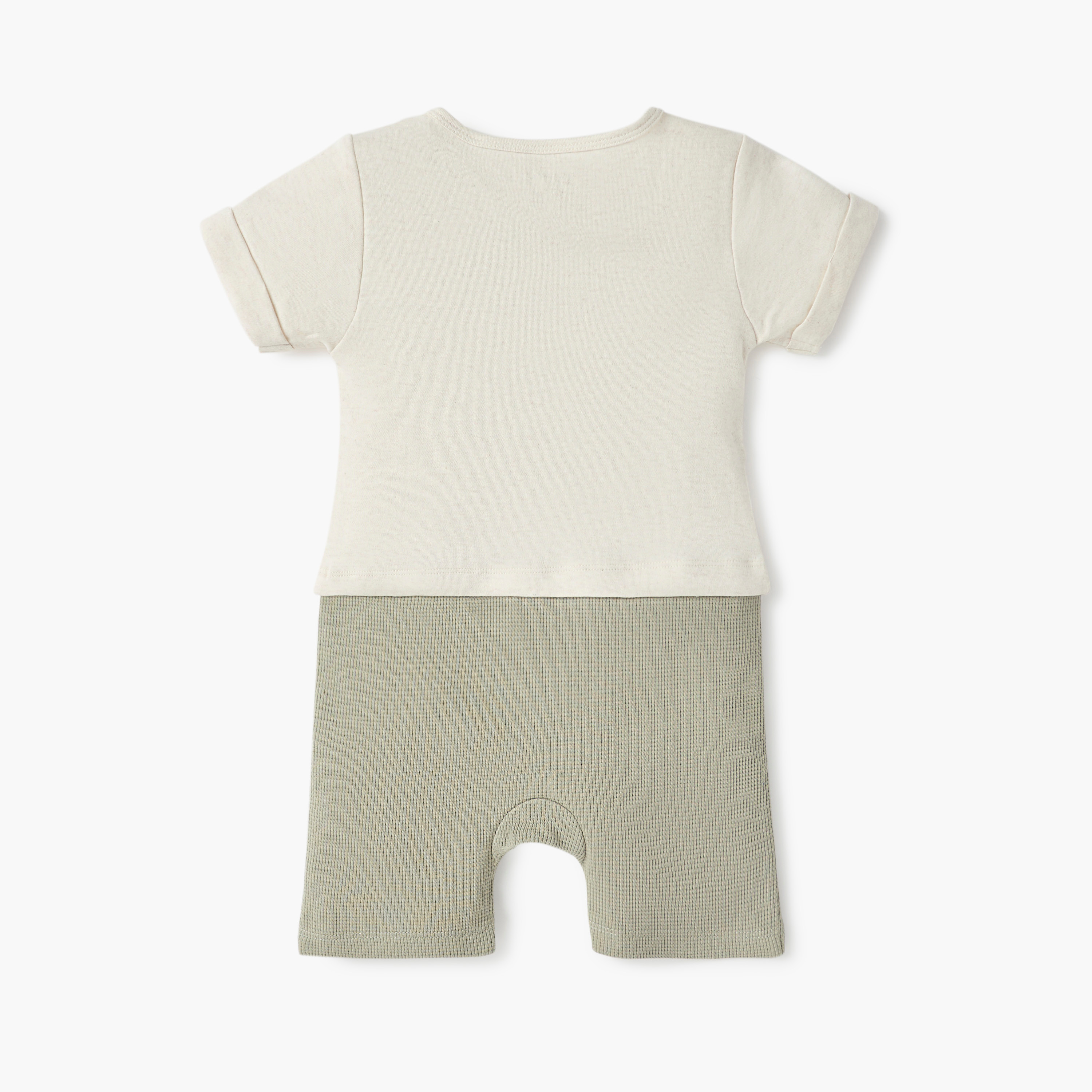 Juniors Printed Romper with Short Sleeves and Button Closure-baby-boys-clothing-rompers-image-2