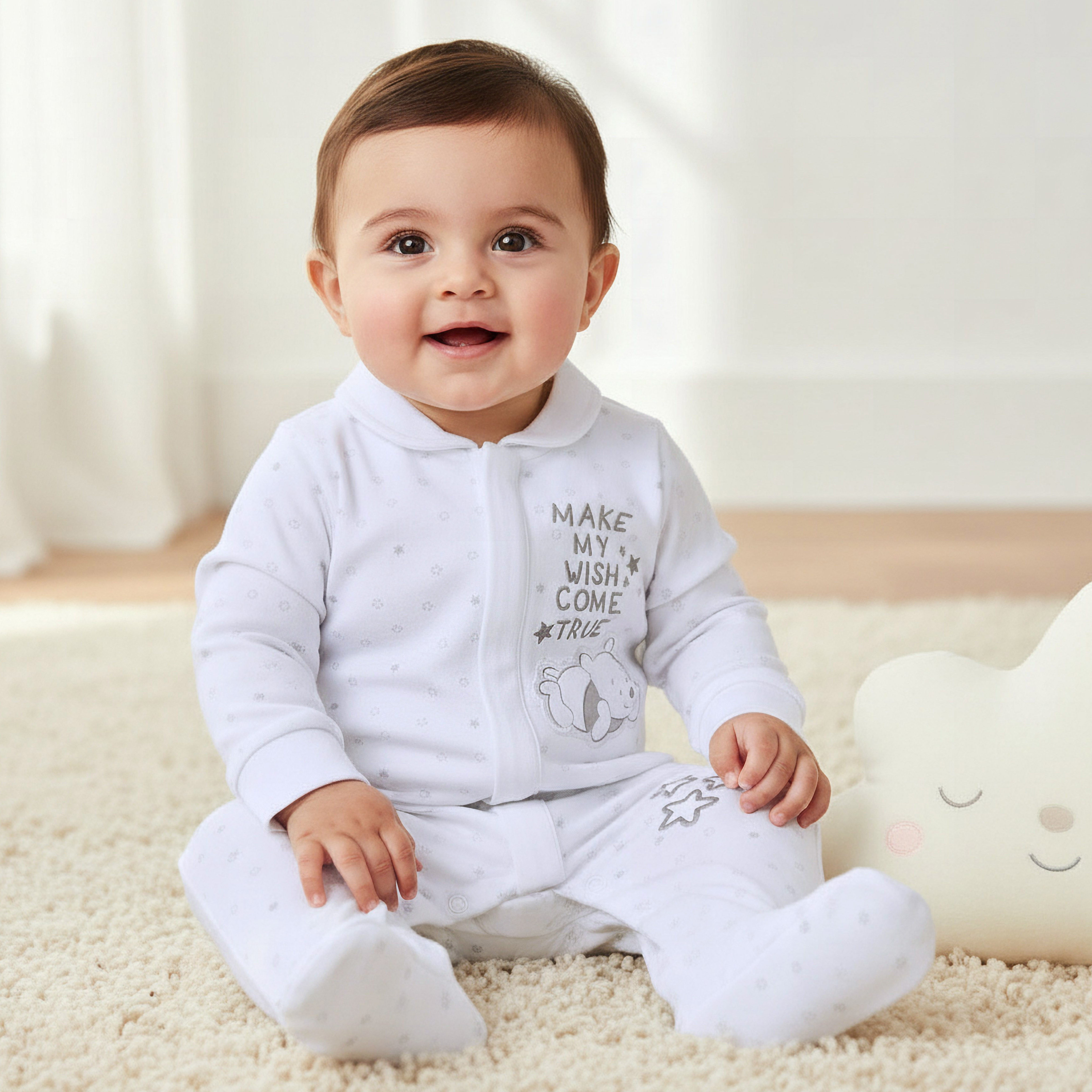 Disney Cotton Collar Neck Long Sleeves Sleepsuit with Winnie the Pooh Applique-baby-boys-clothing-nightwear-sleepsuits-image-1