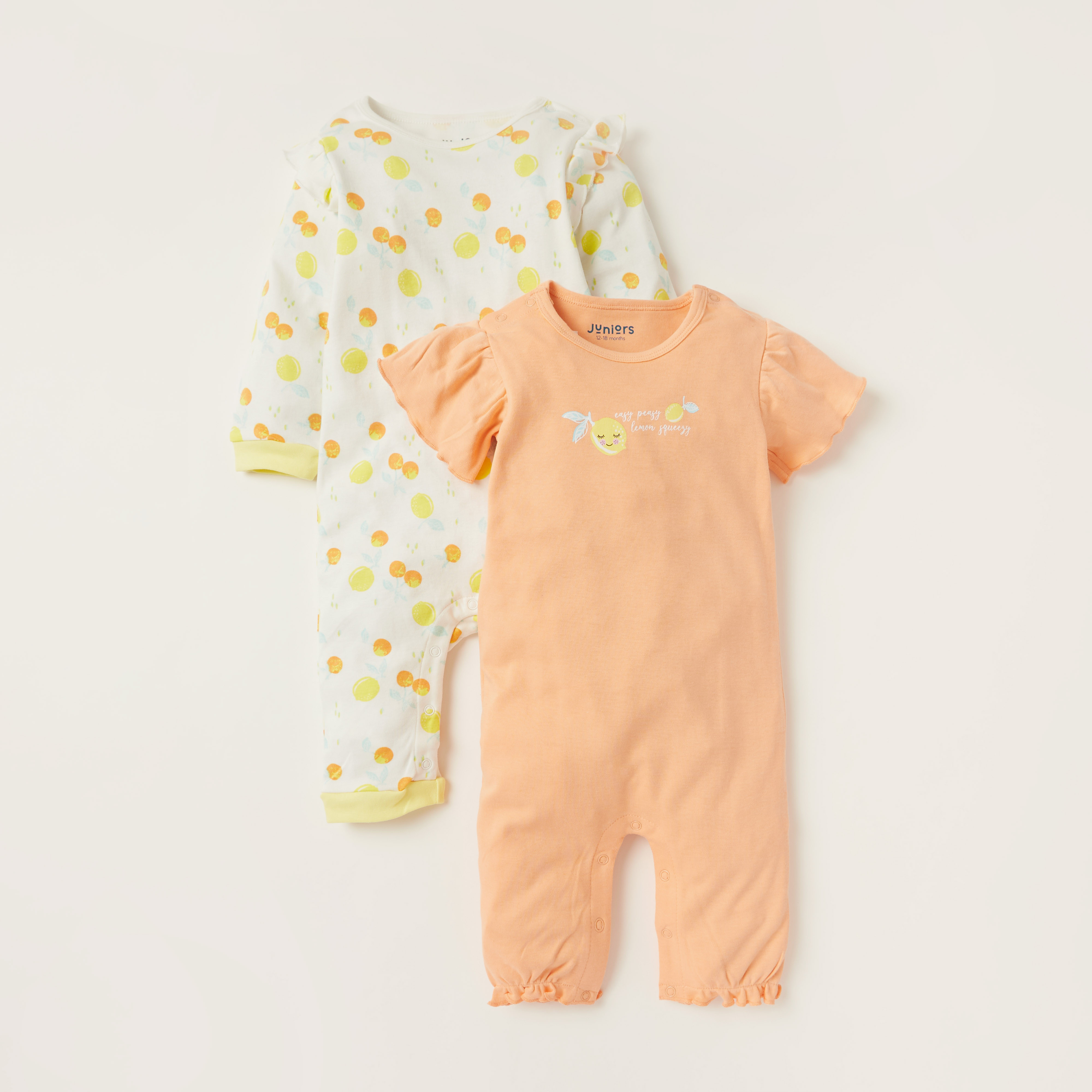 Juniors Printed Round Neck Sleepsuit- Set of 2-baby-girls-clothing-nightwear-sleepsuits-image-1