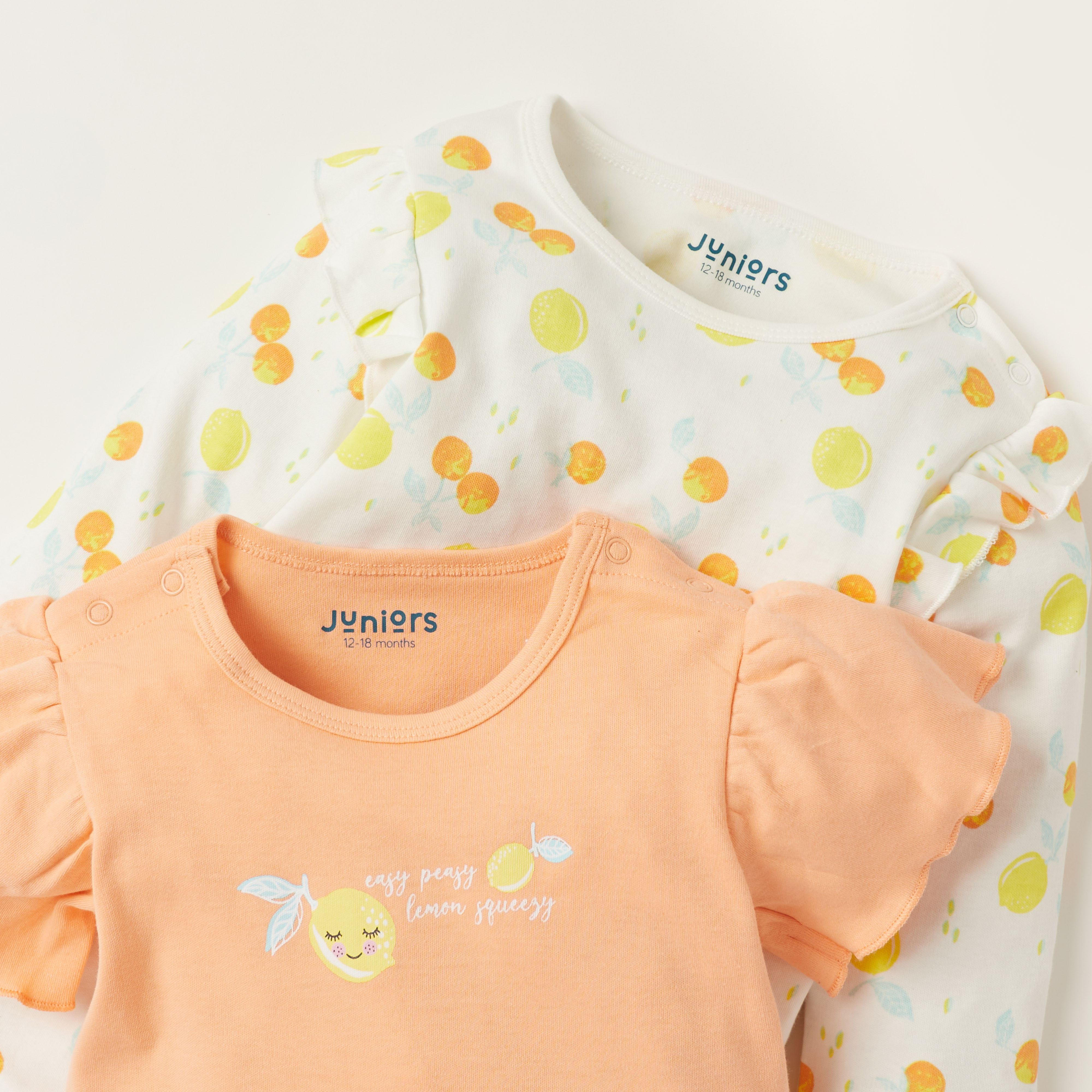 Juniors Printed Round Neck Sleepsuit- Set of 2-baby-girls-clothing-nightwear-sleepsuits-image-5