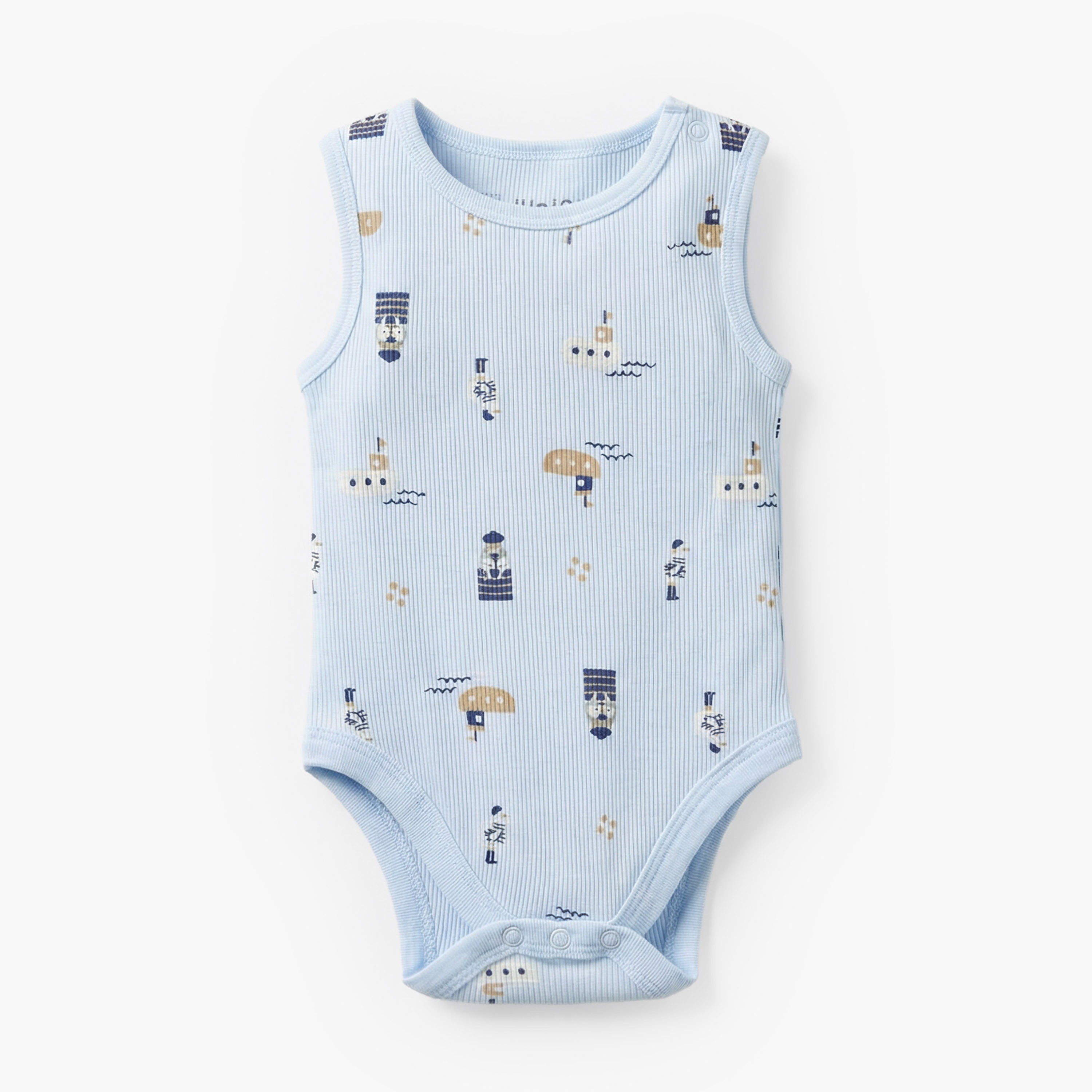 Pack of 3 Juniors Round Neck Sleeveless Bodysuit with Nautical Print-baby-boys-clothing-bodysuits-image-2