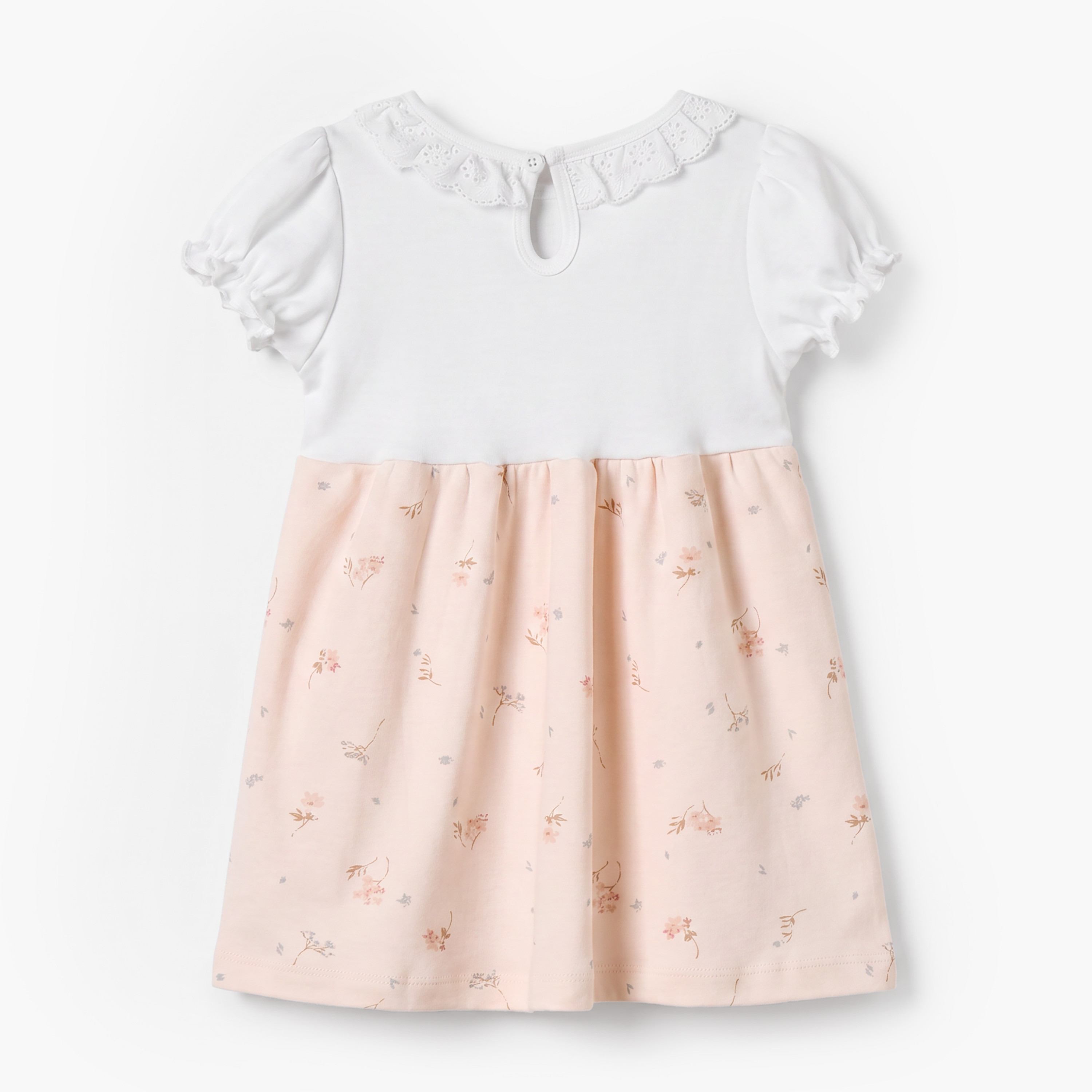 فستان إيه لاين طول الركبة بياقة مستديرة وأكمام قصيرة بطبعات من جونيورز-baby-girls-clothing-dressesandjumpsuits-image-2
