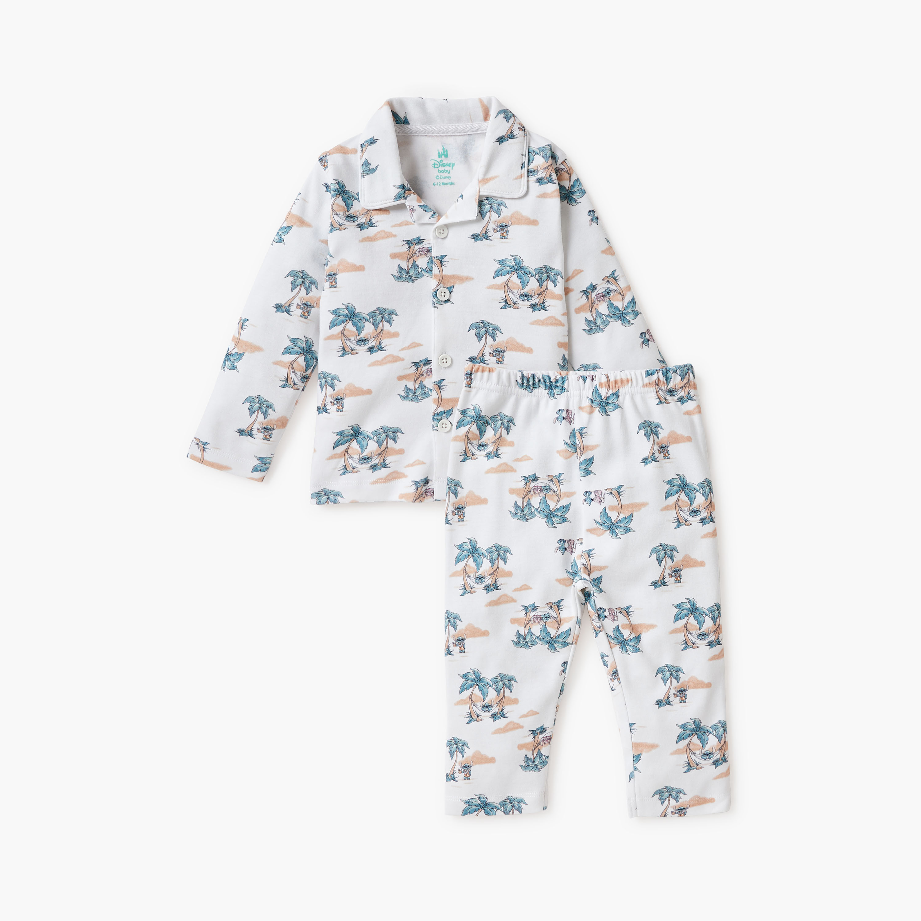 Disney Angel and Stitch Print Shirt and Pyjama Set-baby-girls-clothing-nightwear-pyjamasets-image-1