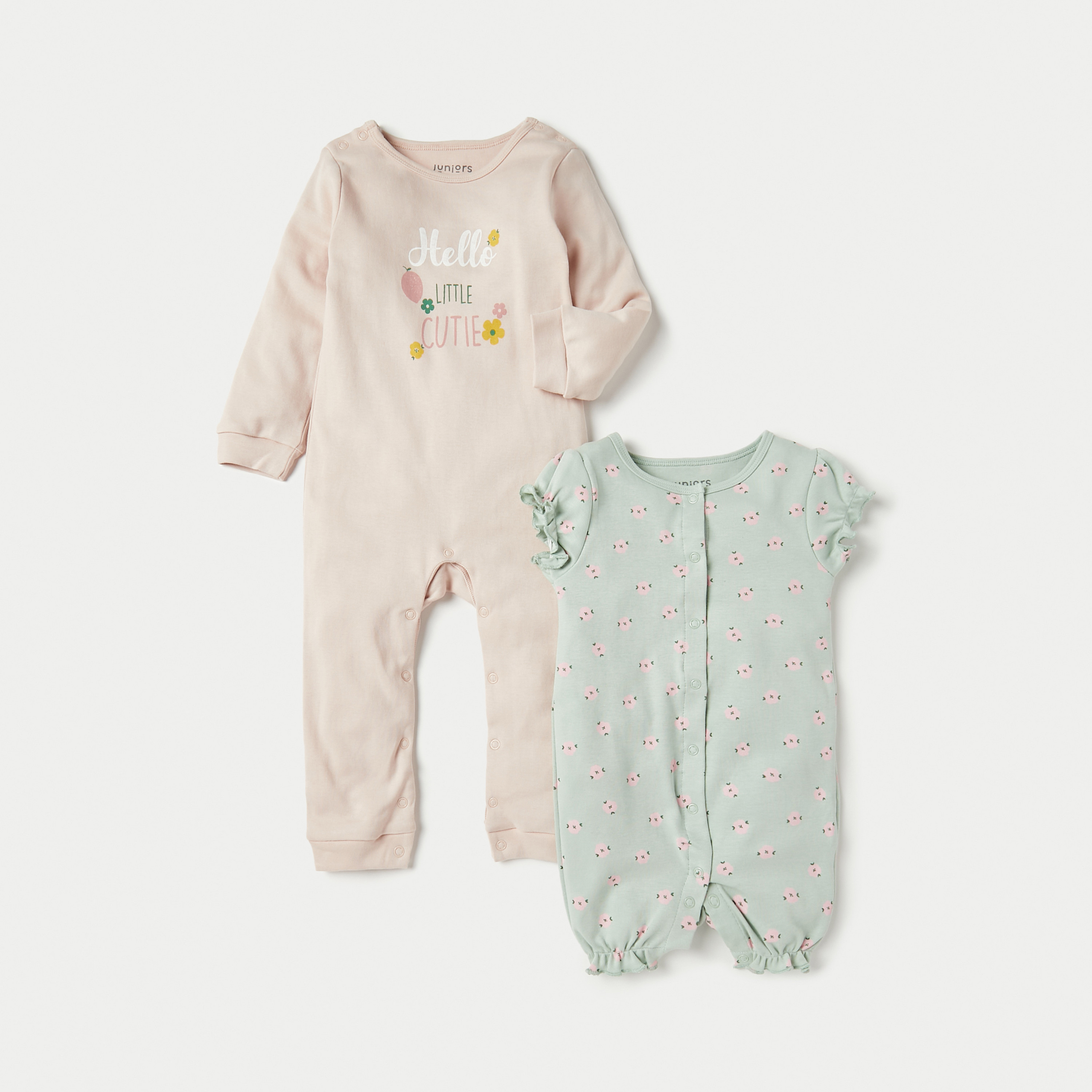Juniors Floral Print Sleepsuit and Romper Set-baby-girls-clothing-nightwear-sleepsuits-image-1