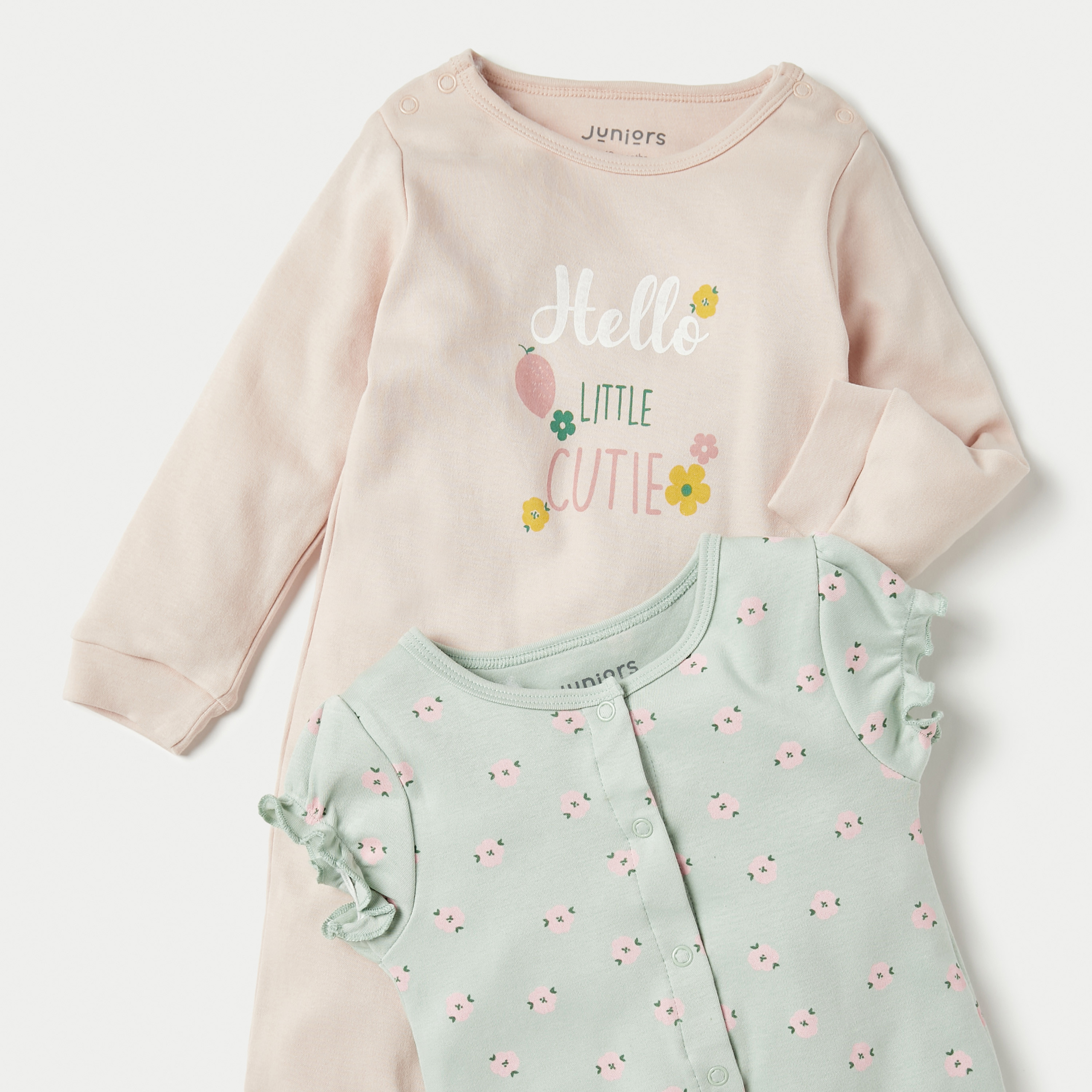 Juniors Floral Print Sleepsuit and Romper Set-baby-girls-clothing-nightwear-sleepsuits-image-4