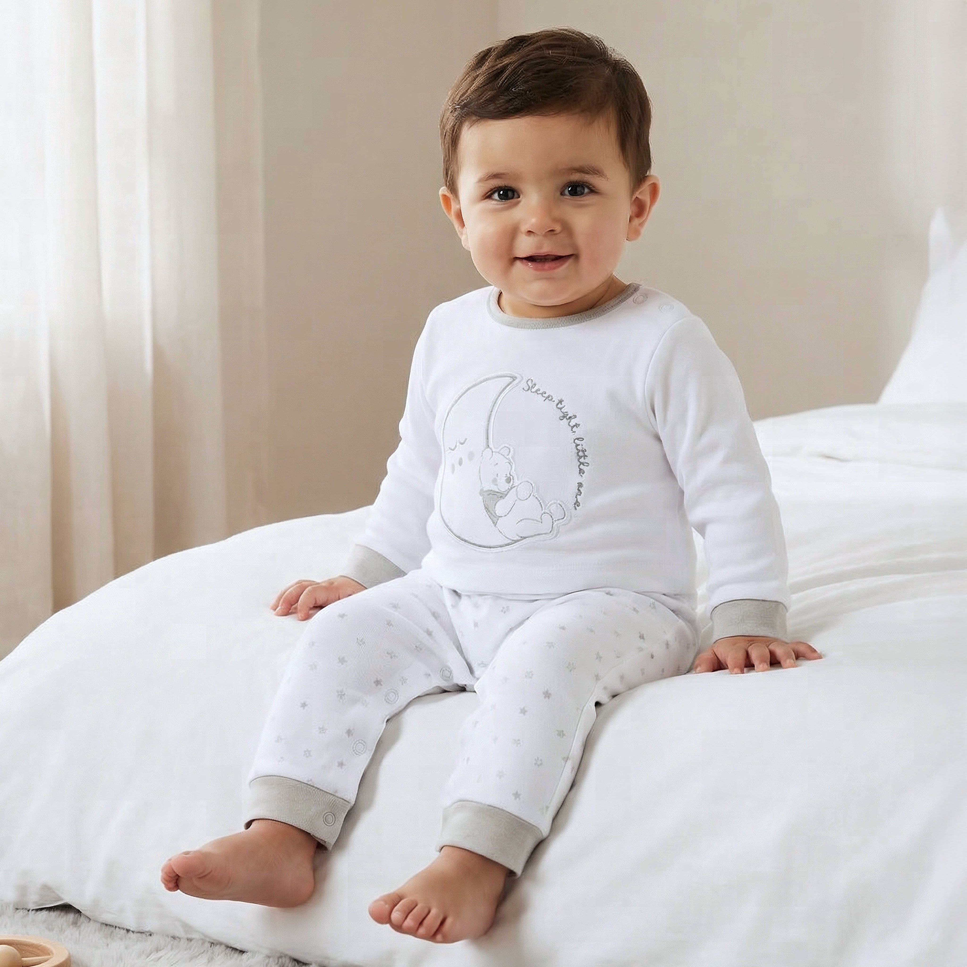 Disney Cotton Crew Neck Long Sleeves Sleepsuit with Winnie the Pooh Print-baby-boys-clothing-nightwear-sleepsuits-image-1