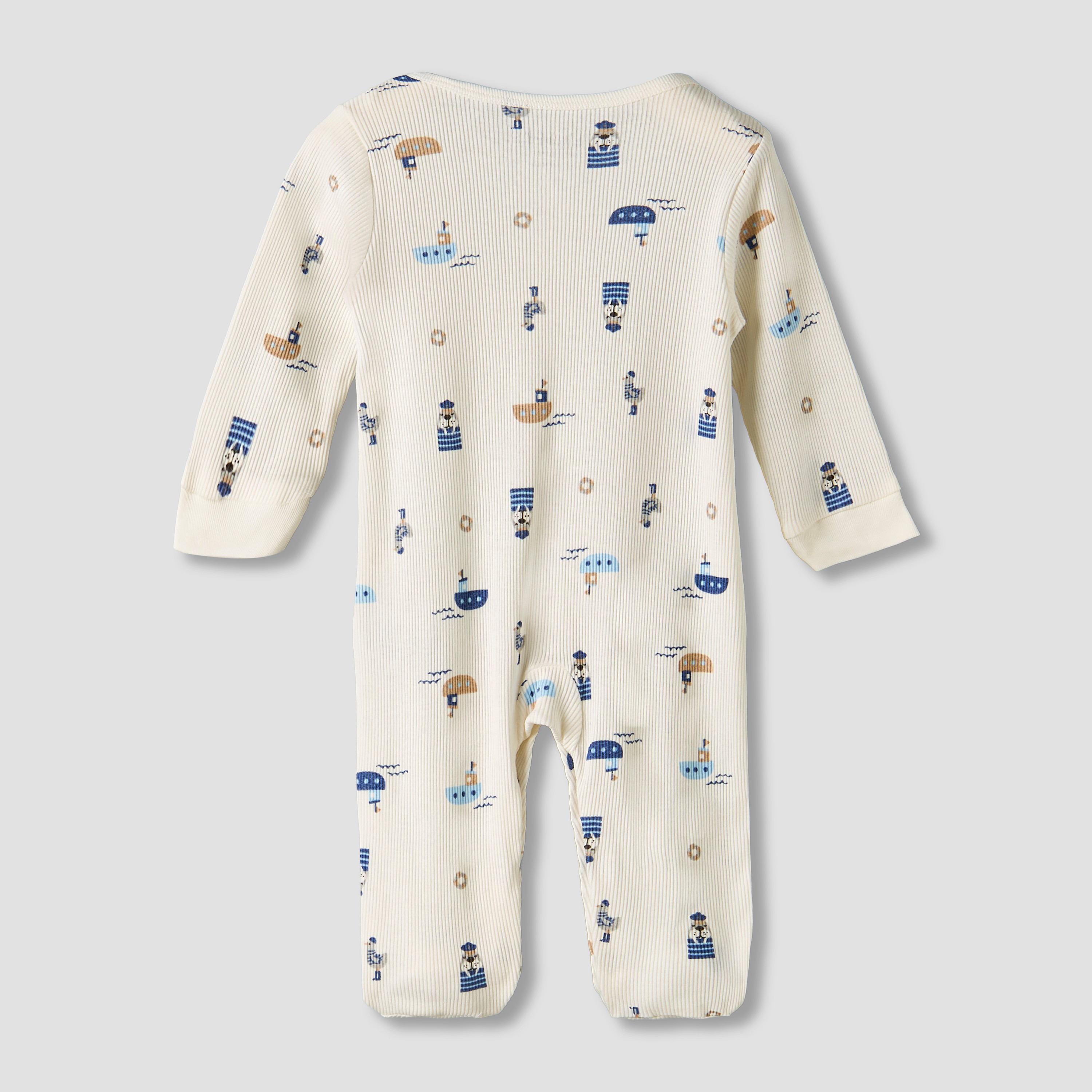 Pack of 2 Juniors Round Neck Long Sleeves Sleepsuit with Nautical Print-baby-boys-clothing-nightwear-sleepsuits-image-3