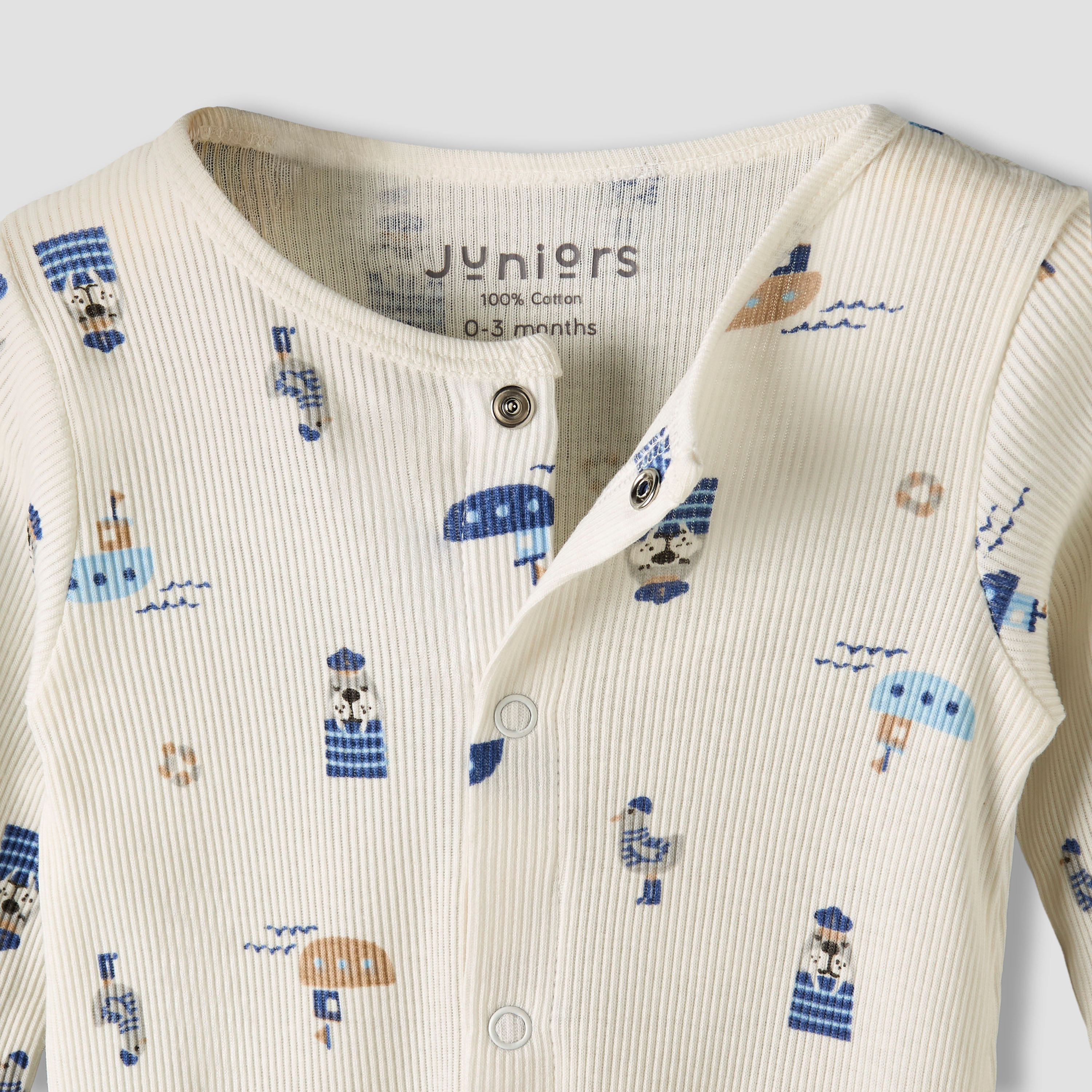Pack of 2 Juniors Round Neck Long Sleeves Sleepsuit with Nautical Print-baby-boys-clothing-nightwear-sleepsuits-image-6