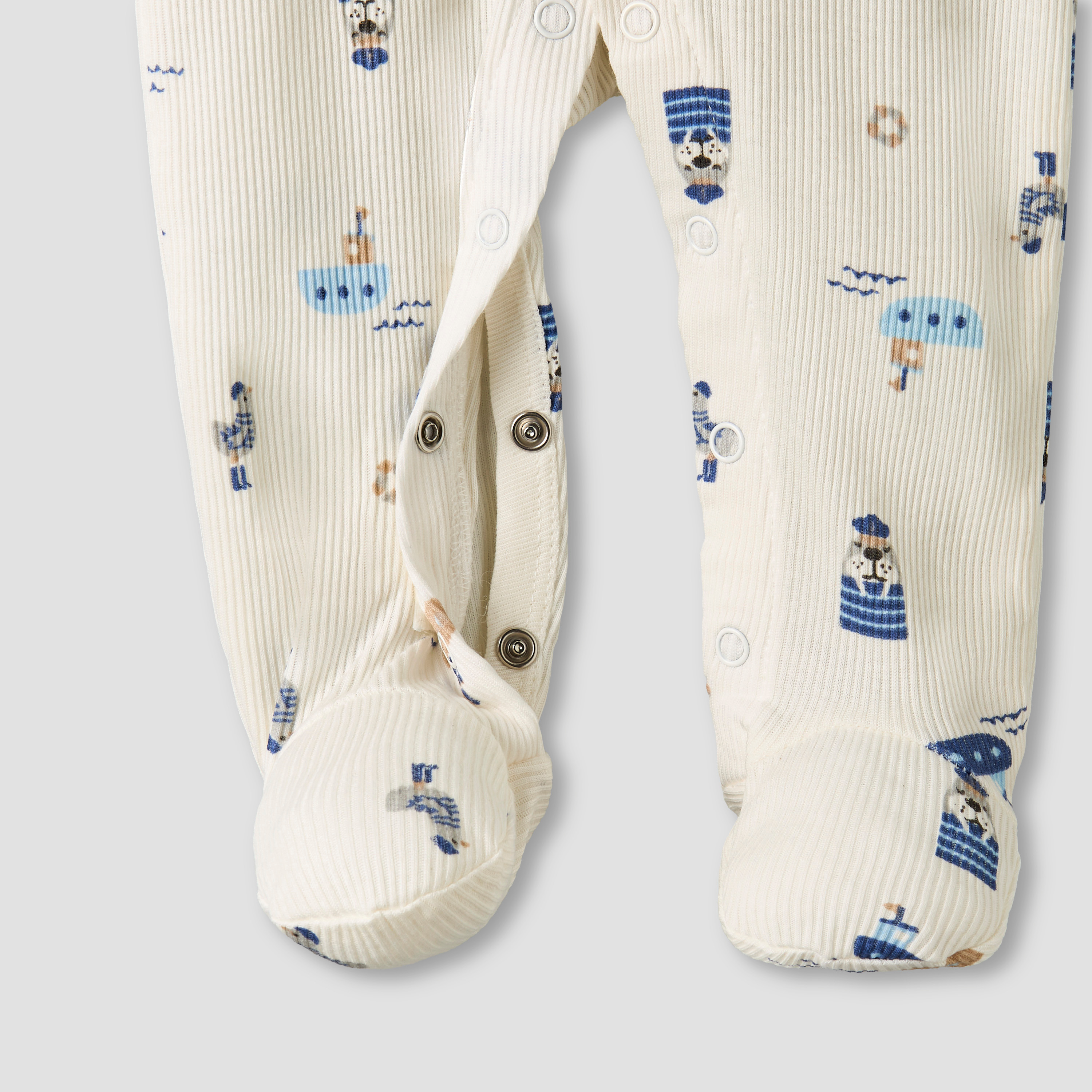 Pack of 2 Juniors Round Neck Long Sleeves Sleepsuit with Nautical Print-baby-boys-clothing-nightwear-sleepsuits-image-7