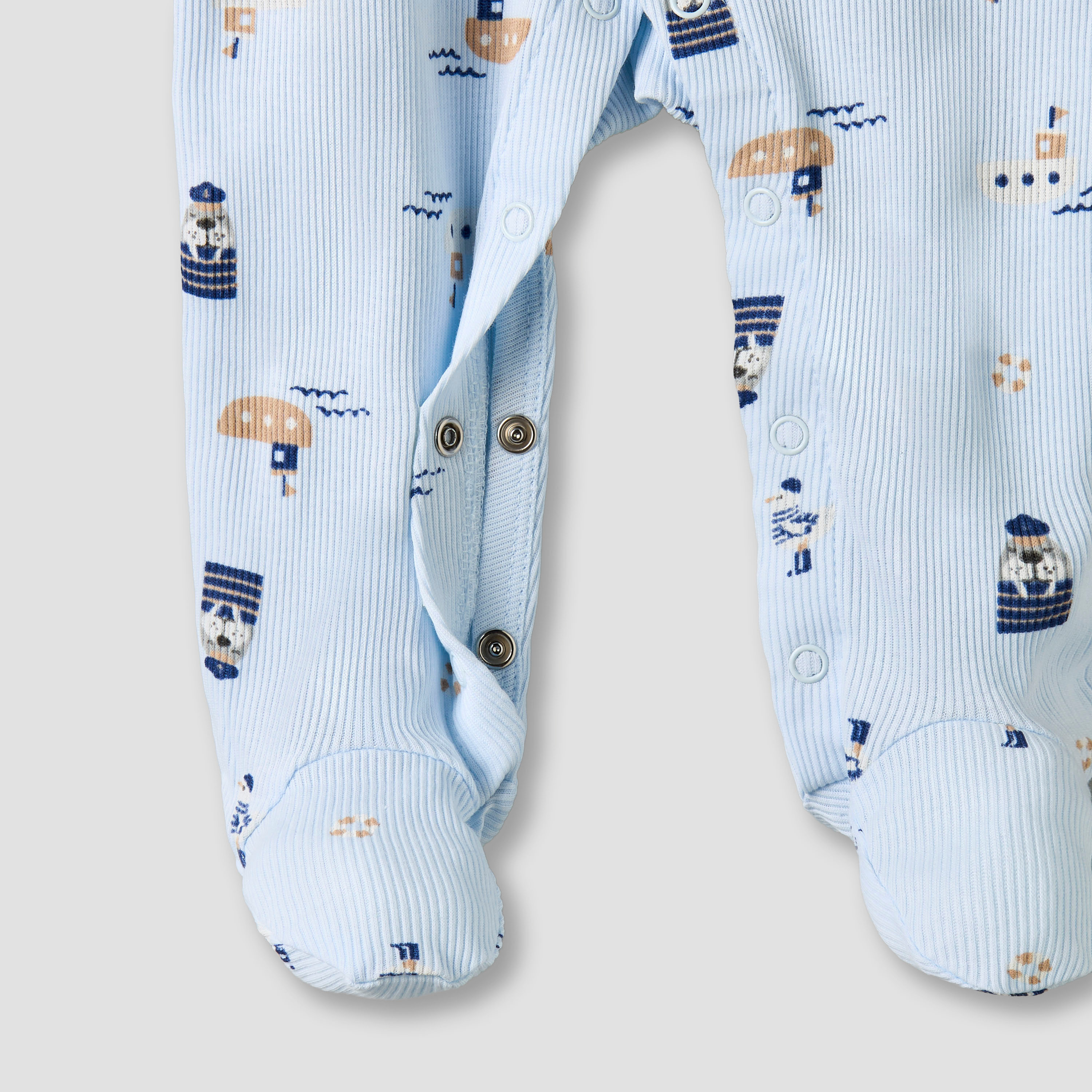 Pack of 2 Juniors Round Neck Long Sleeves Sleepsuit with Nautical Print-baby-boys-clothing-nightwear-sleepsuits-image-9