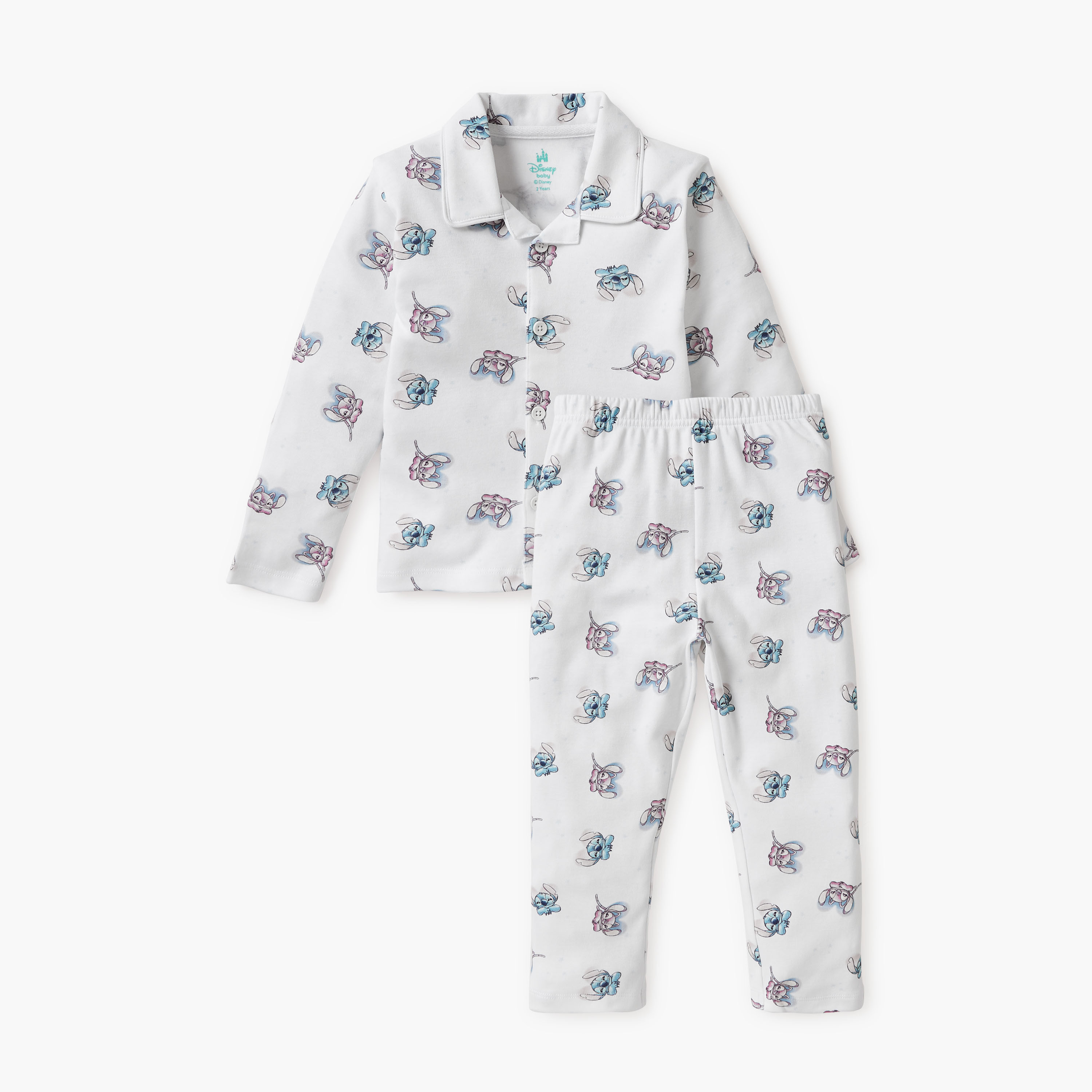 Disney All-Over Stitch and Angel Print Shirt and Pyjama Set-baby-boys-clothing-nightwear-pyjamasets-image-1