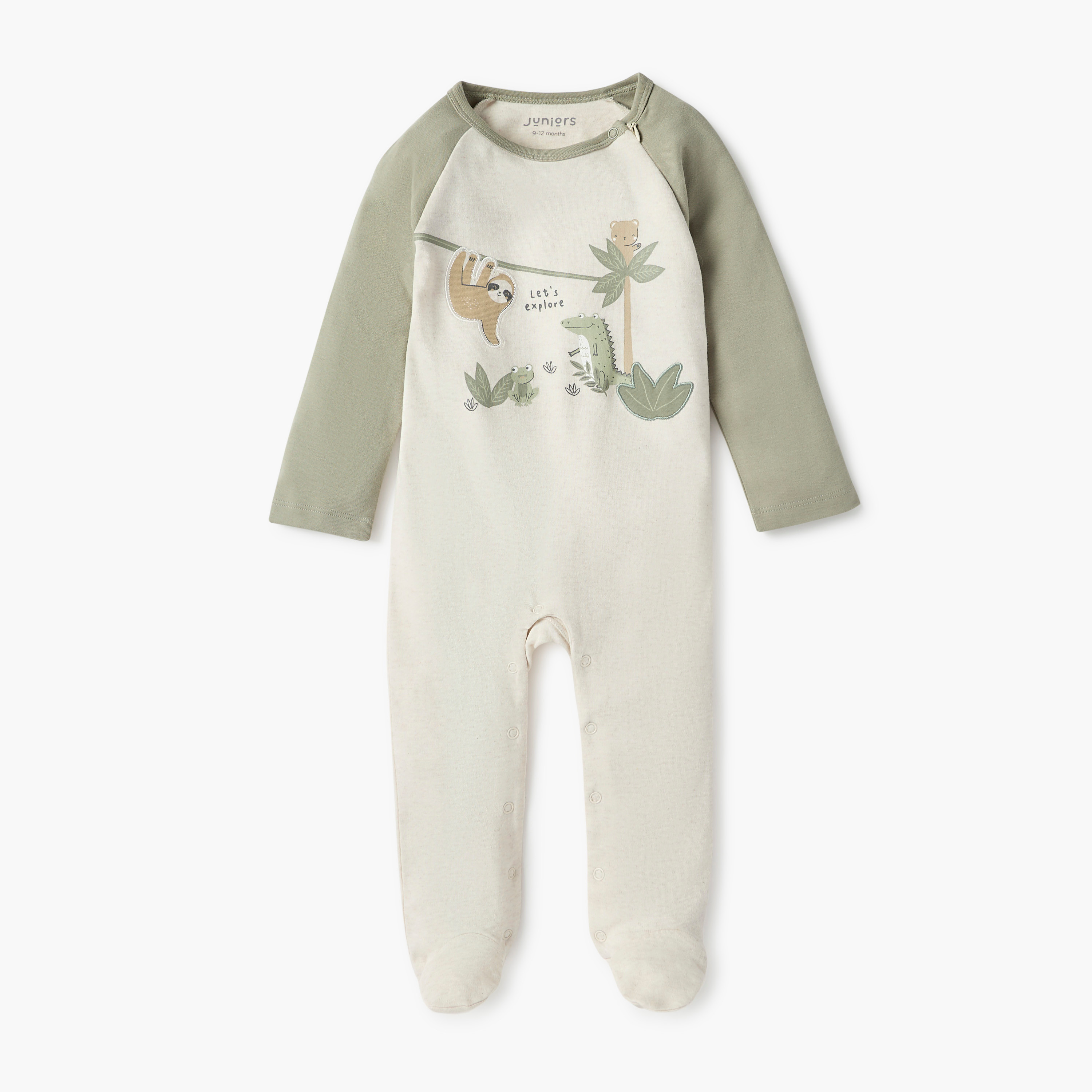 Juniors Printed Closed Feet Sleepsuit with Long Sleeves-baby-boys-clothing-nightwear-sleepsuits-image-1