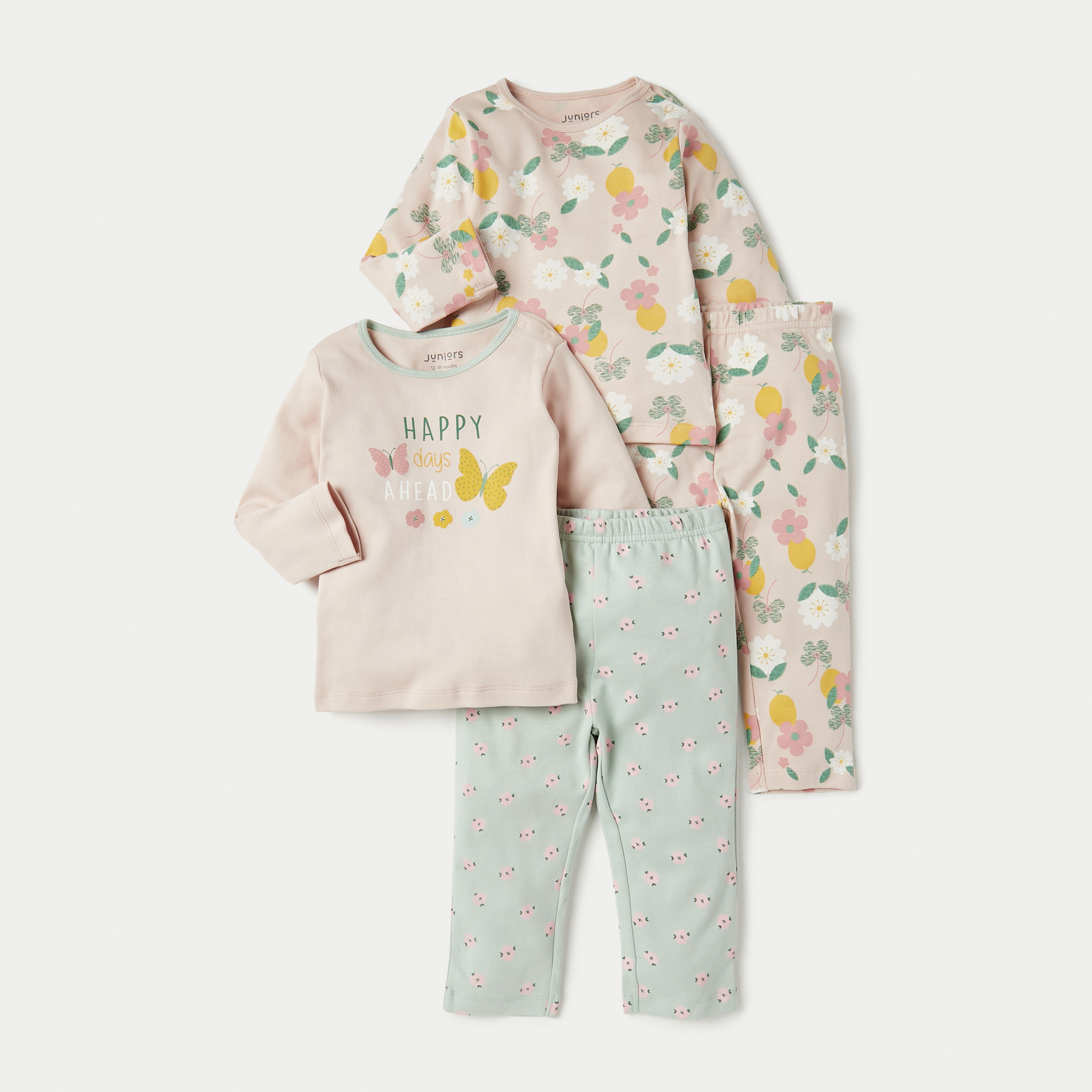 Juniors Floral Print T-shirt and Pyjamas - Set of 2-baby-girls-clothing-nightwear-pyjamasets-image-1
