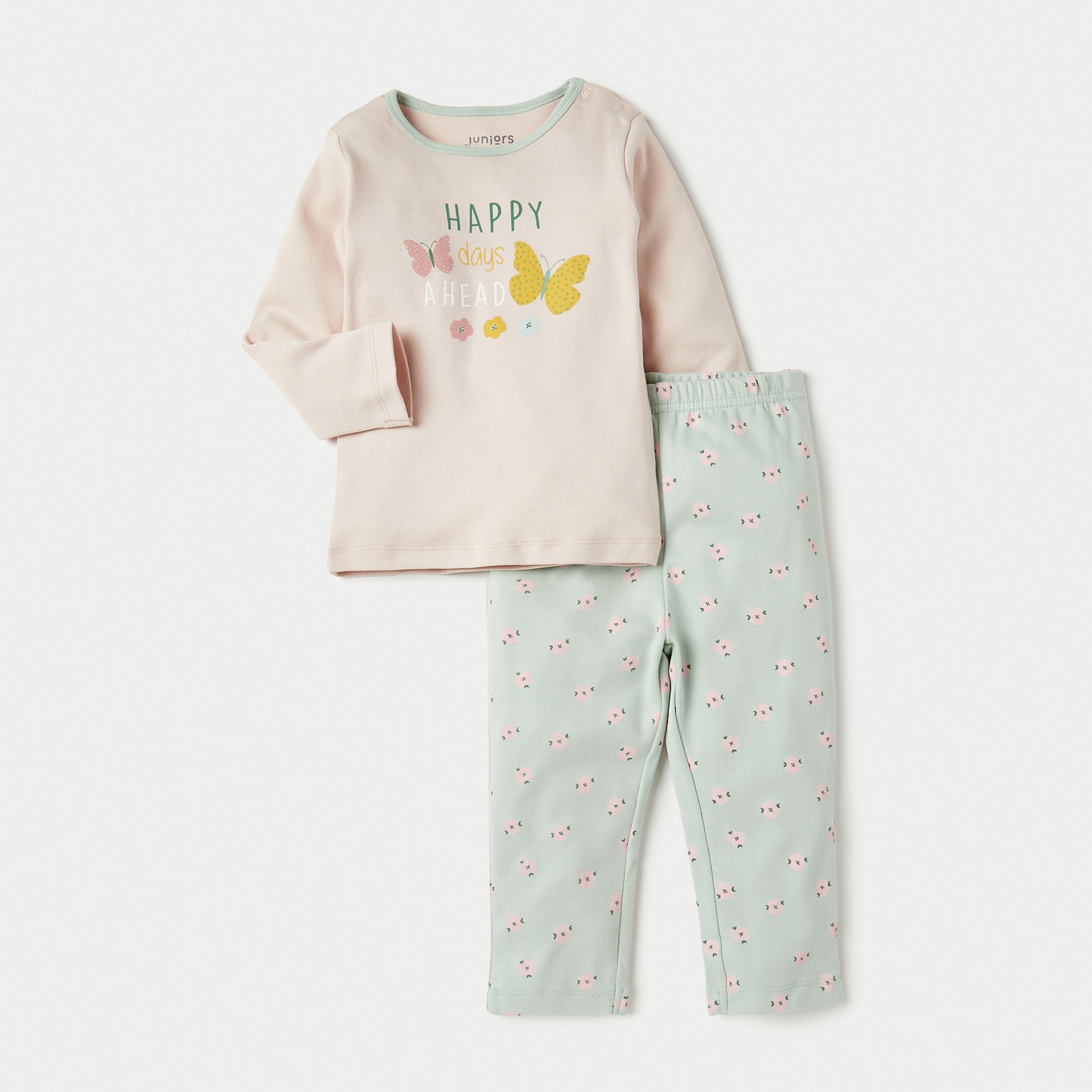 Juniors Floral Print T-shirt and Pyjamas - Set of 2-baby-girls-clothing-nightwear-pyjamasets-image-3