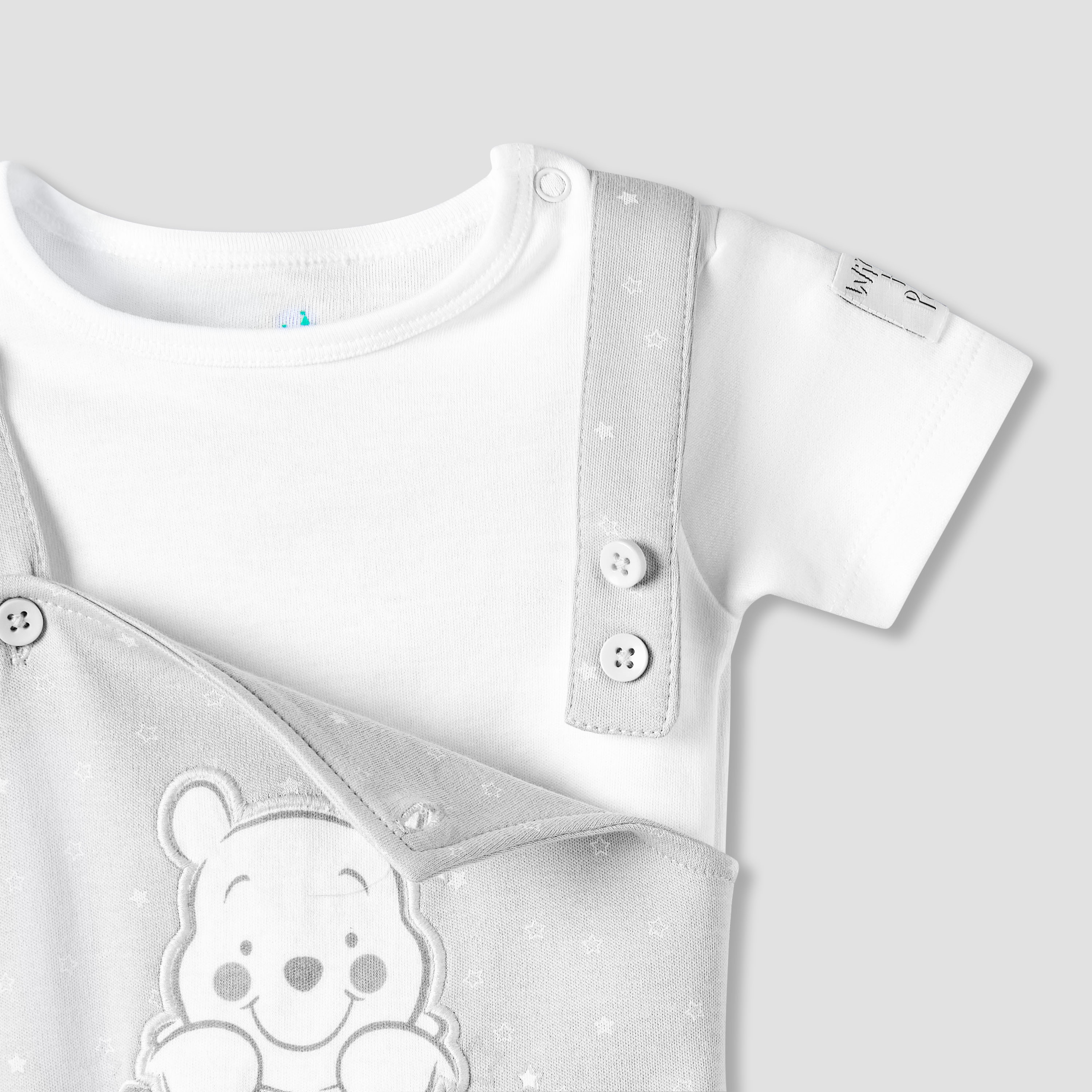 Disney Round Neck Short Sleeves T-shirt and Dungaree Set with Winnie the Pooh Applique-baby-boys-clothing-setsandcoords-image-5