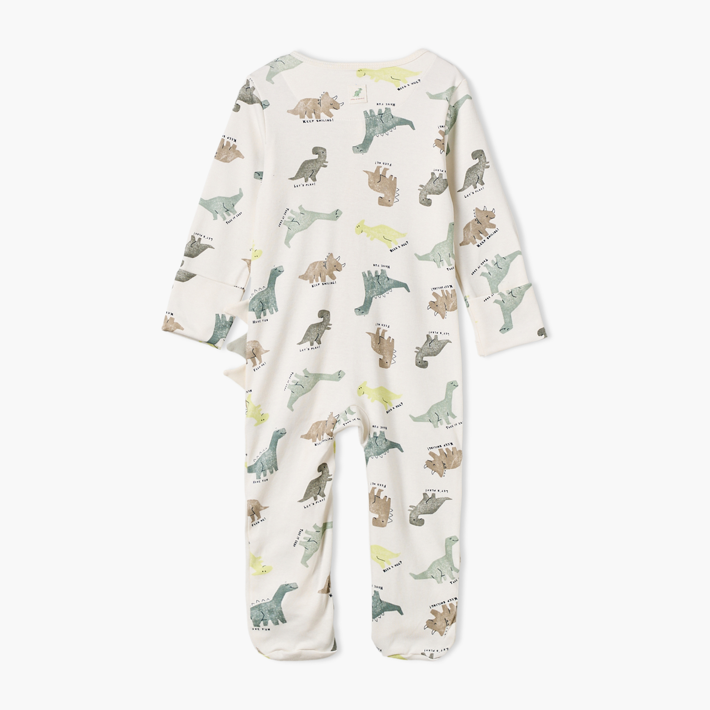 بدلة نوم قطن بطبعات ديناصور وياقة ضيقة وأكمام طويلة من جونيورز-baby-boys-clothing-nightwear-sleepsuits-image-2