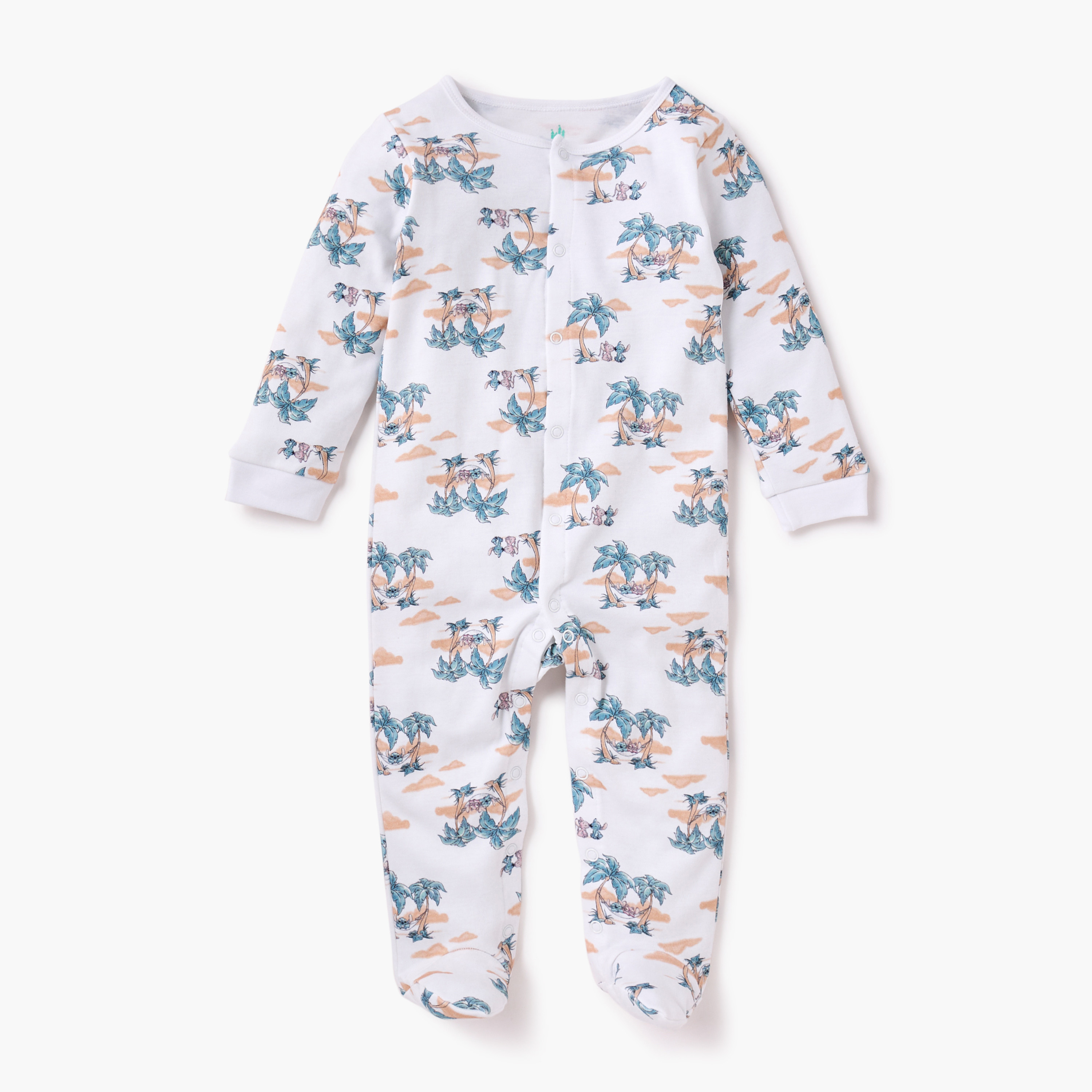 بدلات نوم مغلقة القدمين بأكمام طويلة وطبعات ستيتش وأنجل من ديزني - طقم 3 قطع-baby-boys-clothing-nightwear-sleepsuits-image-3