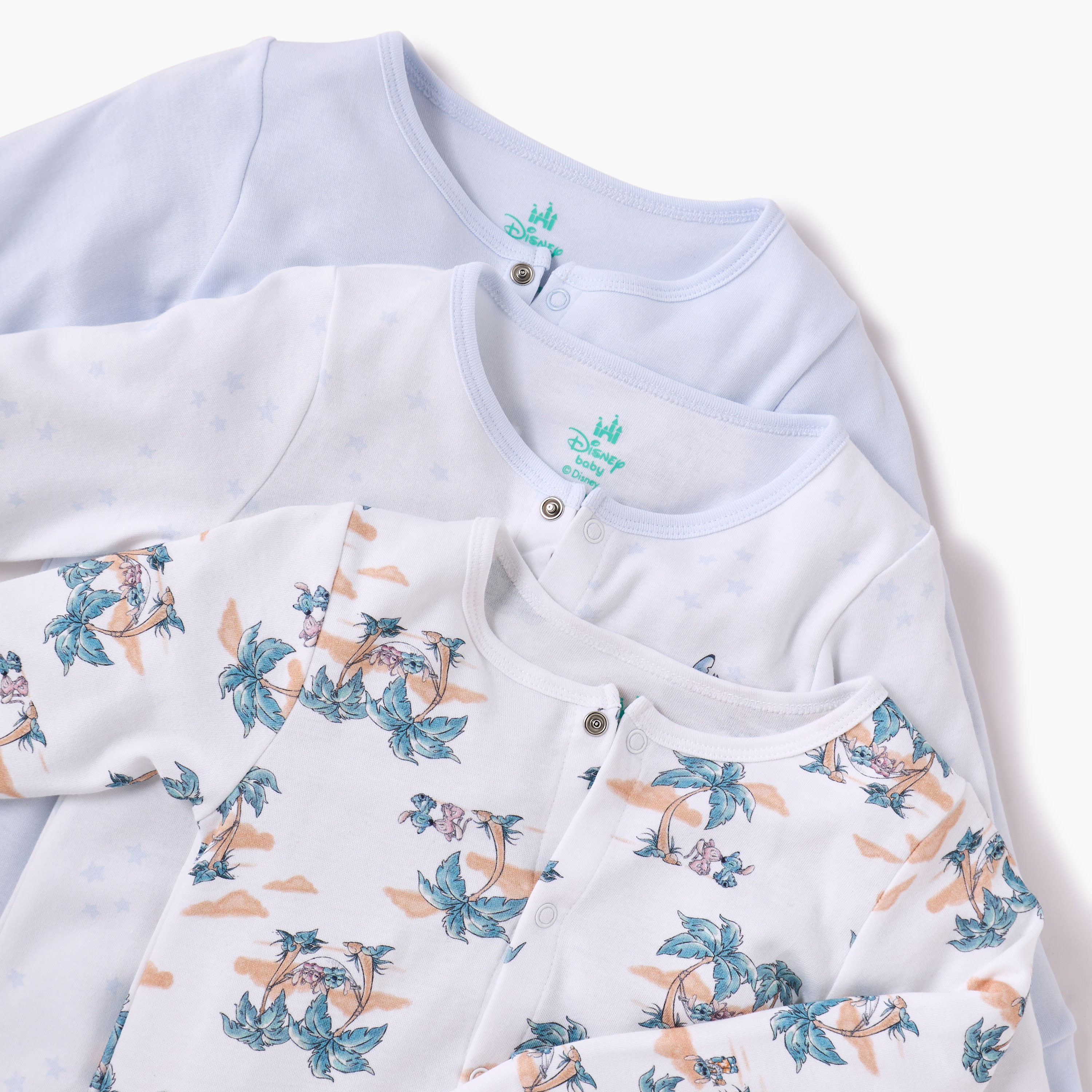 بدلات نوم مغلقة القدمين بأكمام طويلة وطبعات ستيتش وأنجل من ديزني - طقم 3 قطع-baby-boys-clothing-nightwear-sleepsuits-image-5