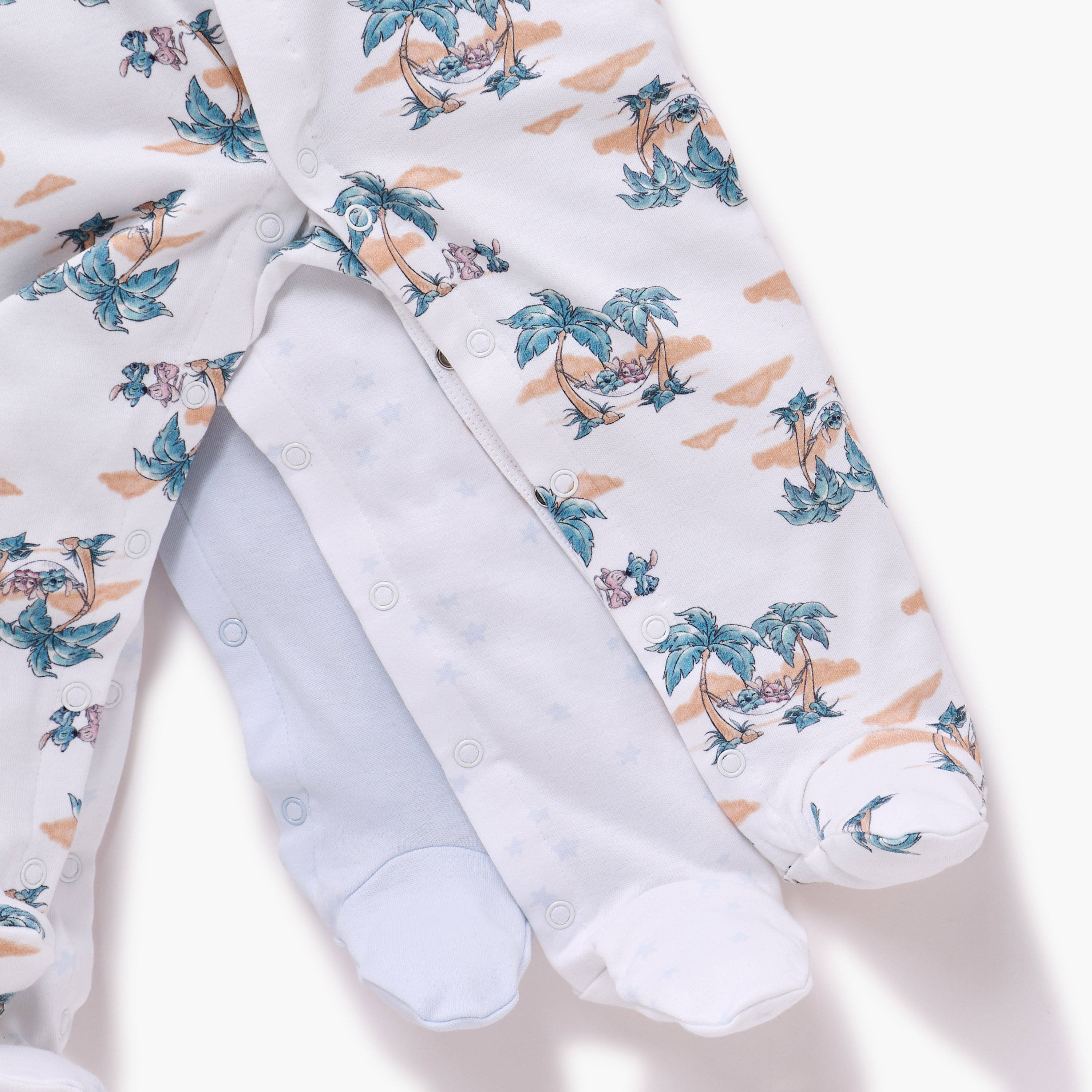 بدلات نوم مغلقة القدمين بأكمام طويلة وطبعات ستيتش وأنجل من ديزني - طقم 3 قطع-baby-boys-clothing-nightwear-sleepsuits-image-6