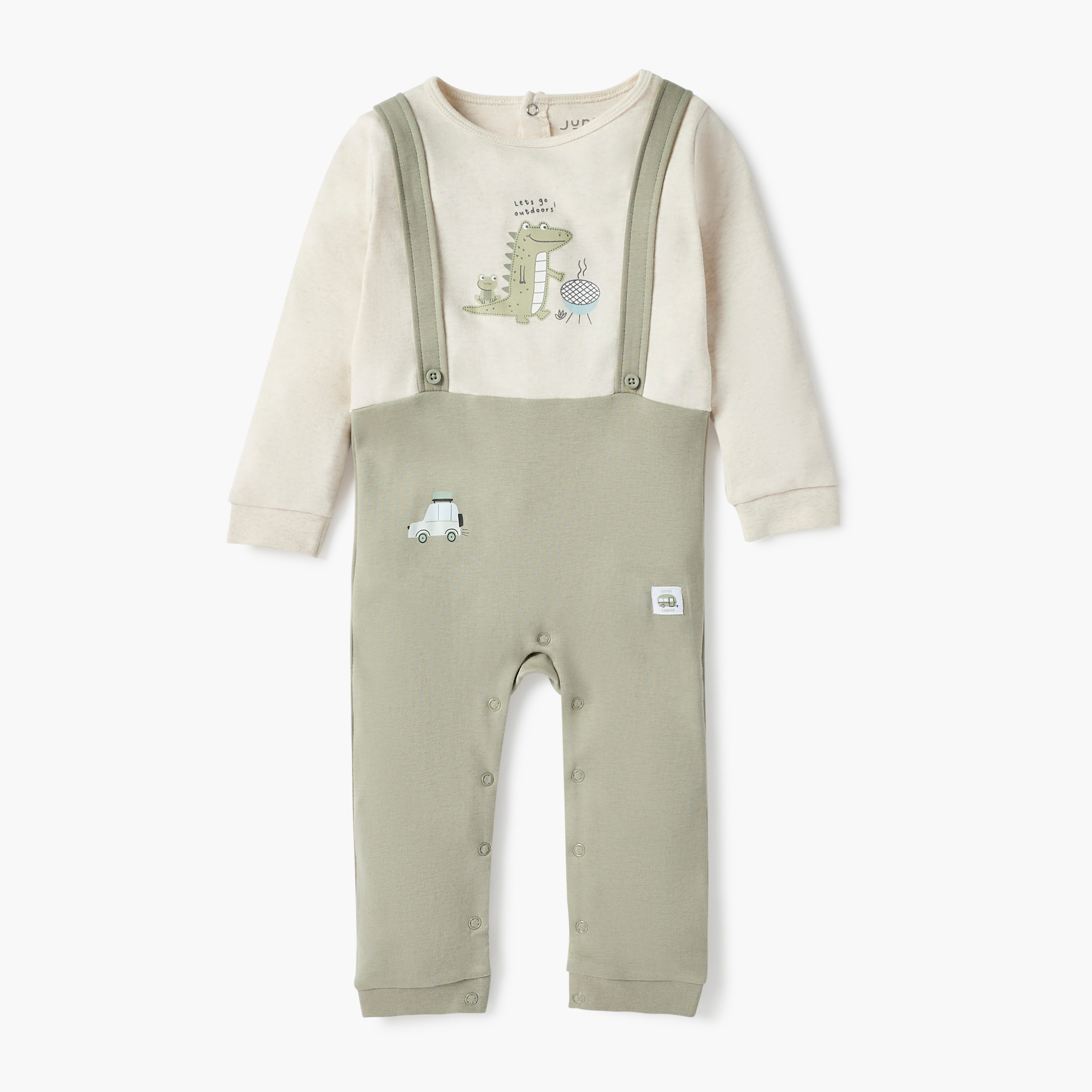 Juniors Aligator Print Sleepsuit with Long Sleeves and Round Neck-baby-boys-clothing-nightwear-sleepsuits-image-1