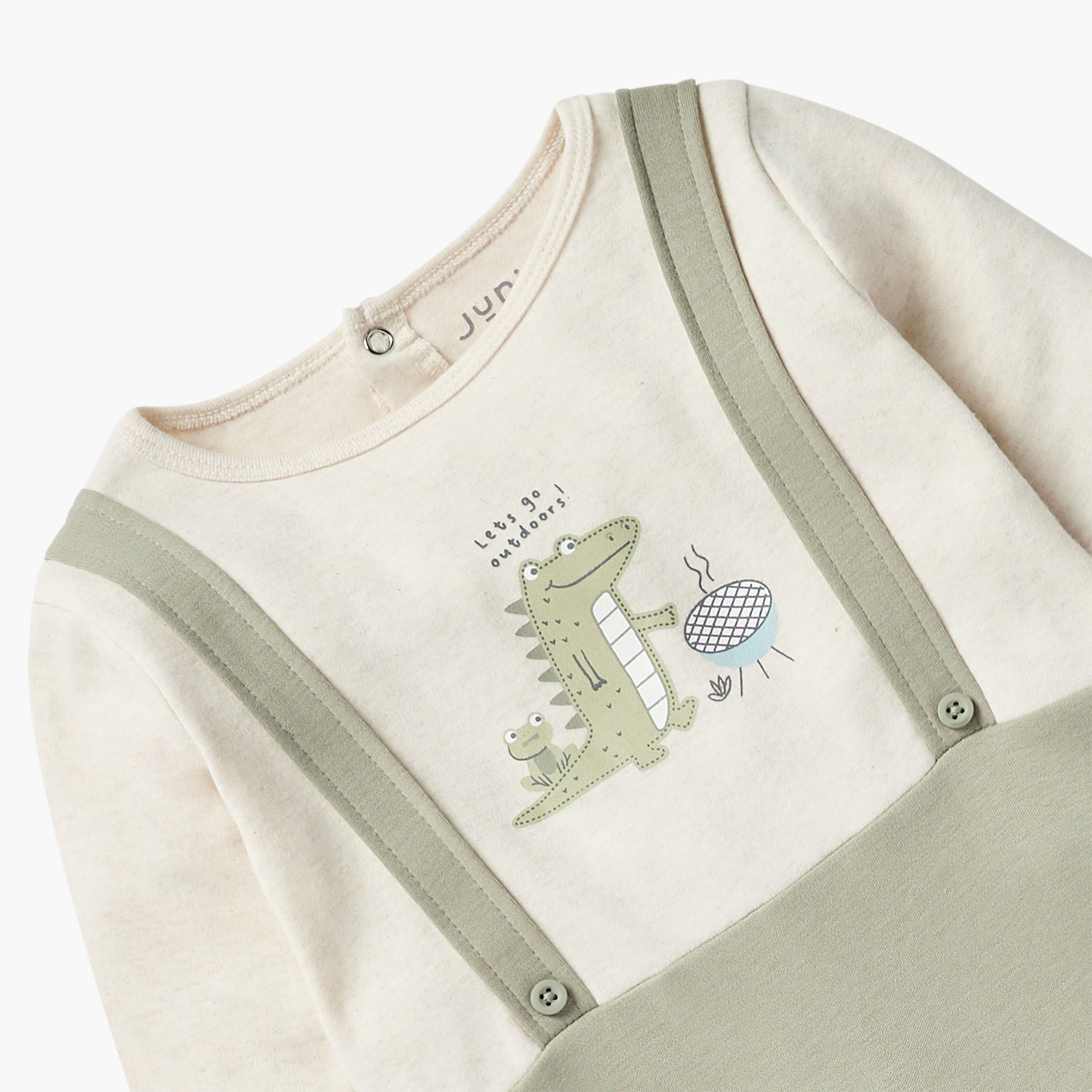 Juniors Aligator Print Sleepsuit with Long Sleeves and Round Neck-baby-boys-clothing-nightwear-sleepsuits-image-3
