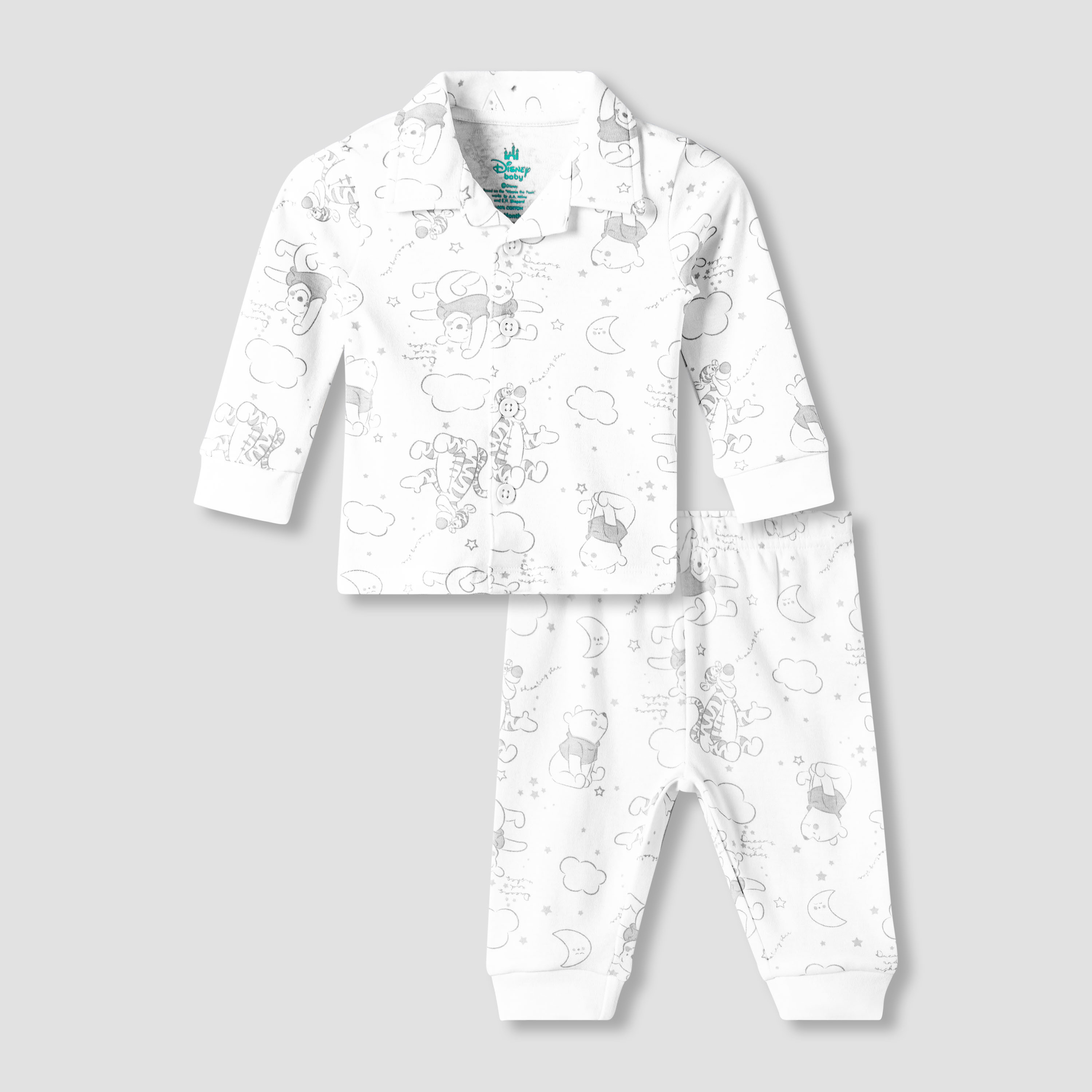 Disney Cotton Collared Neck Long Sleeve Pyjama Set with Winnie The Pooh Print-baby-boys-clothing-nightwear-pyjamasets-image-1