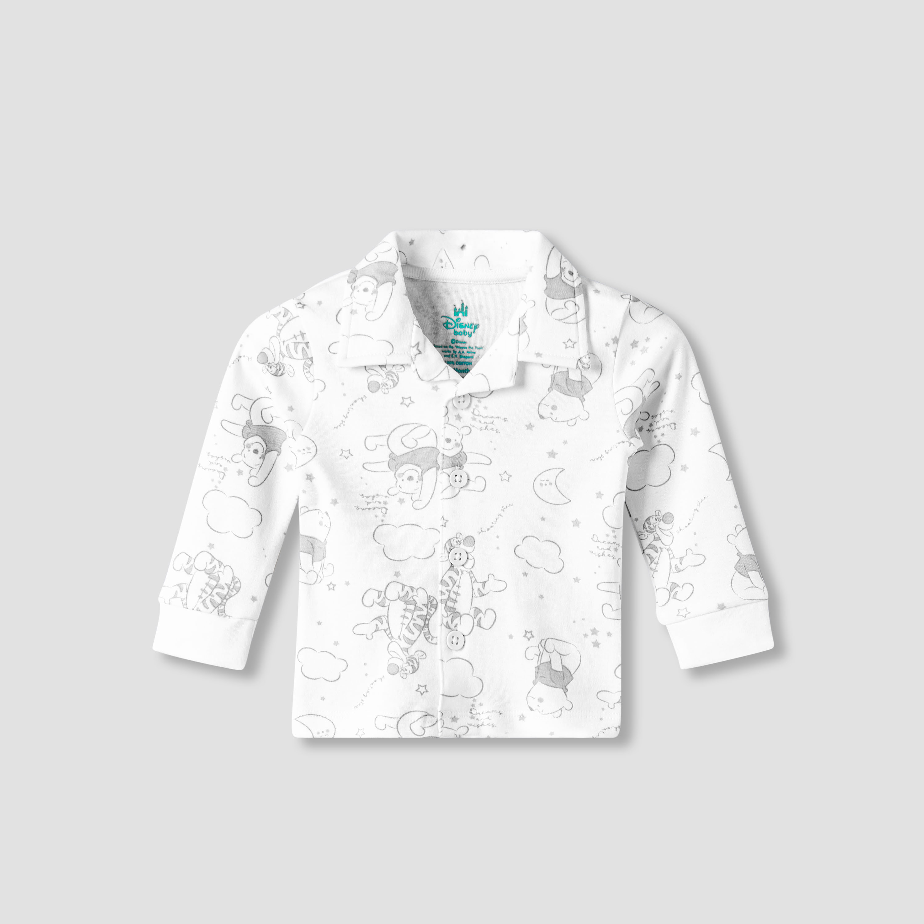 Disney Cotton Collared Neck Long Sleeve Pyjama Set with Winnie The Pooh Print-baby-boys-clothing-nightwear-pyjamasets-image-2