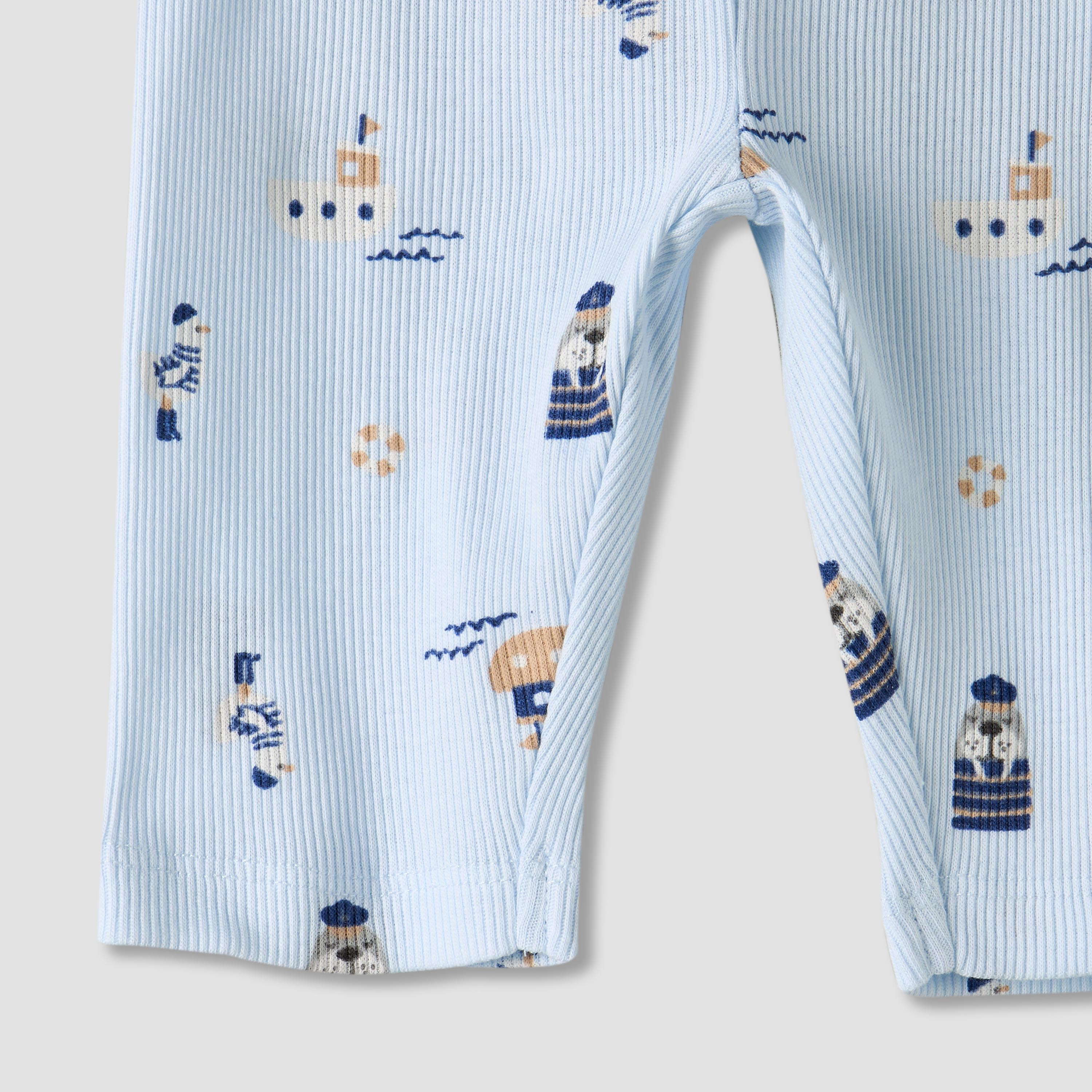 Pack of 2 Juniors Cotton Round Neck Long Sleeves Pyjama Set with Nautical Print-baby-boys-clothing-nightwear-pyjamasets-image-14