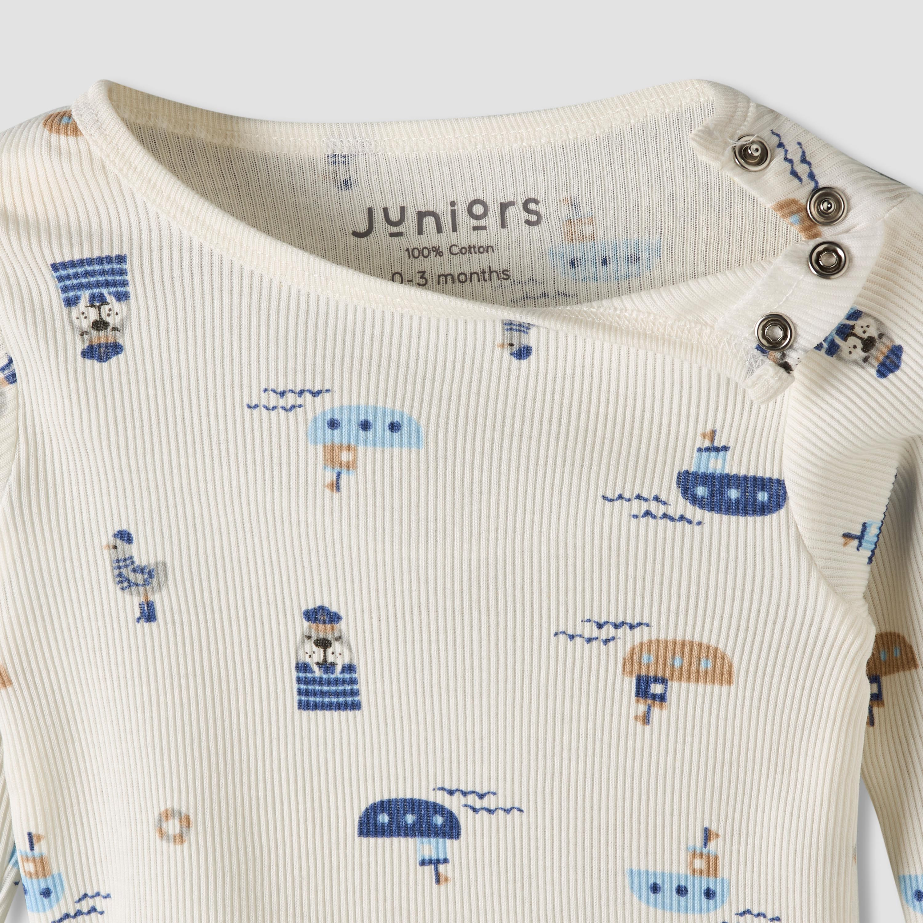 Pack of 2 Juniors Cotton Round Neck Long Sleeves Pyjama Set with Nautical Print-baby-boys-clothing-nightwear-pyjamasets-image-7