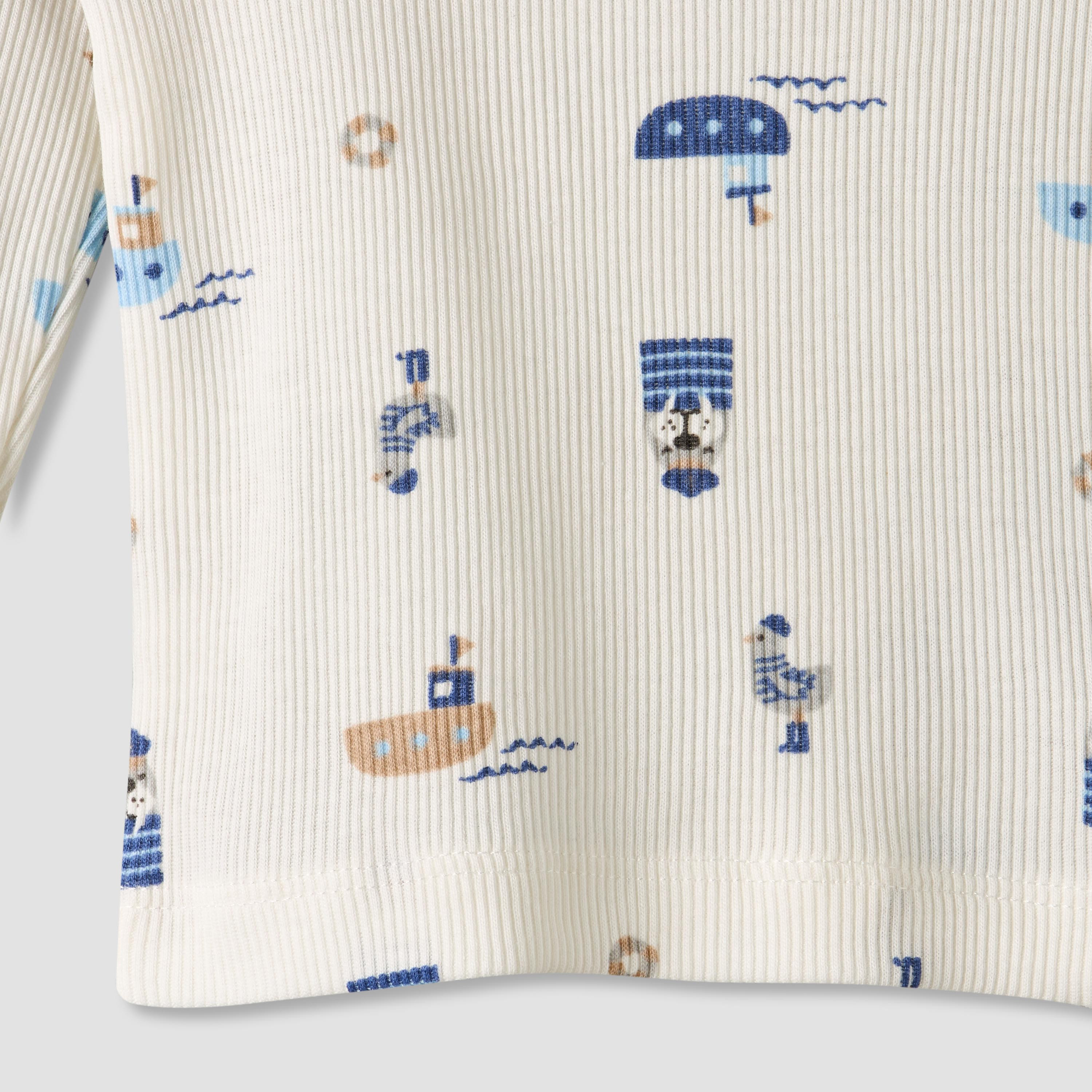 Pack of 2 Juniors Cotton Round Neck Long Sleeves Pyjama Set with Nautical Print-baby-boys-clothing-nightwear-pyjamasets-image-8