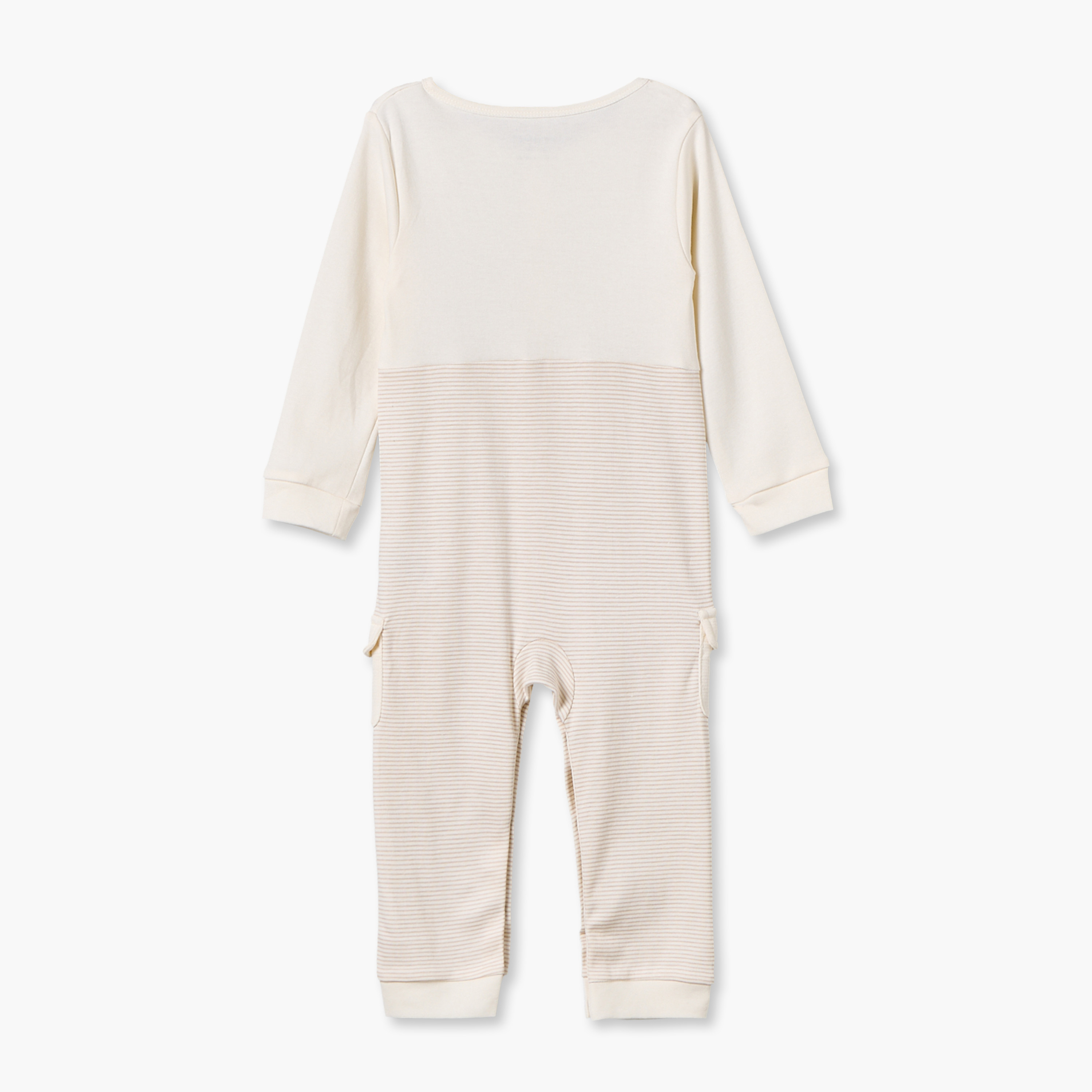 بدلة نوم قطن مخططة بياقة ضيقة وأكمام طويلة من جونيورز-baby-boys-clothing-nightwear-sleepsuits-image-2
