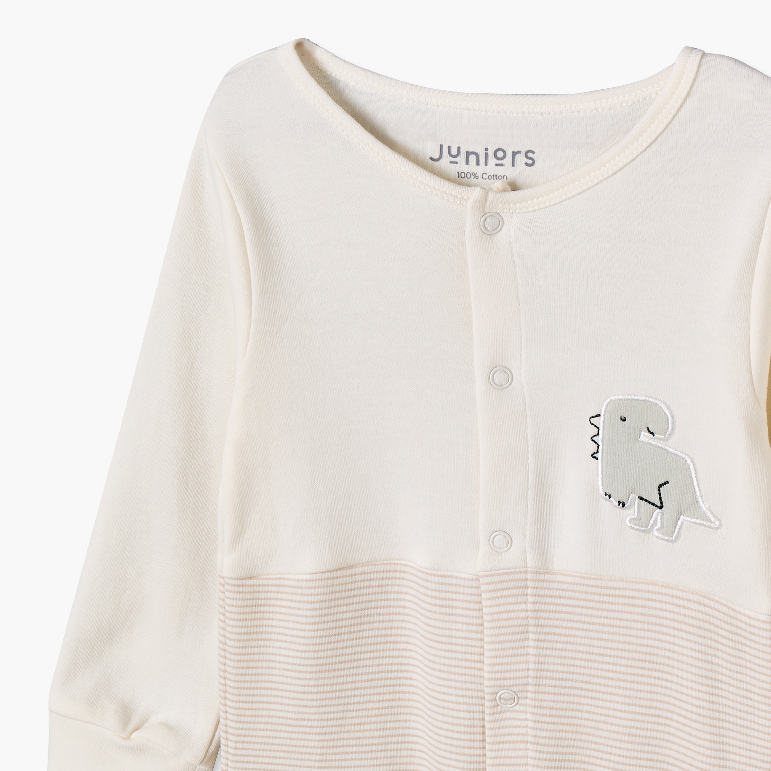بدلة نوم قطن مخططة بياقة ضيقة وأكمام طويلة من جونيورز-baby-boys-clothing-nightwear-sleepsuits-image-3