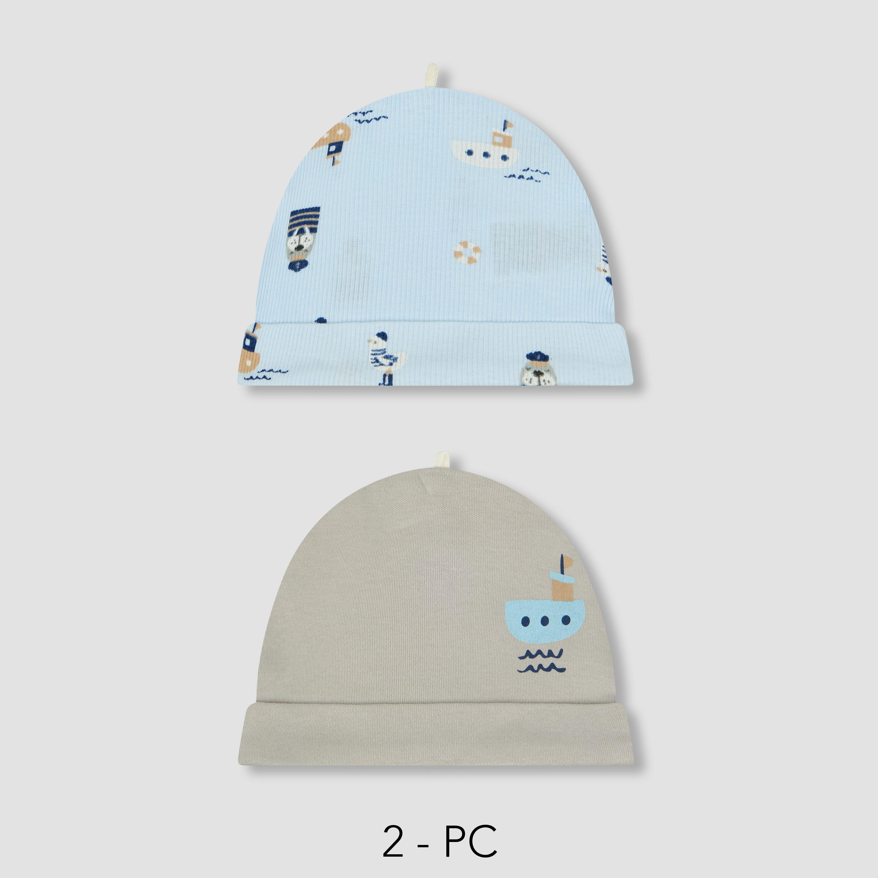 Pack of 2 Juniors Cap with Nautical Print-baby-boys-accessories-caps-image-1