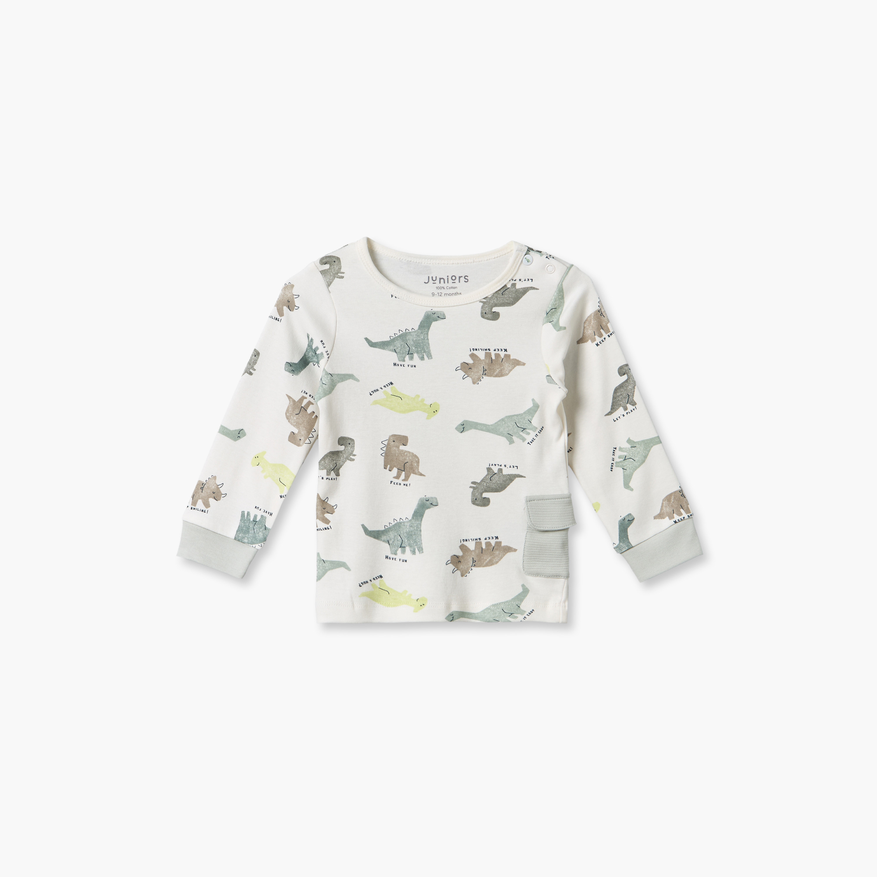 طقم بيجاما قطن بطبعات ديناصور وياقة ضيقة وأكمام طويلة من جونيورز-baby-boys-clothing-nightwear-pyjamasets-image-2