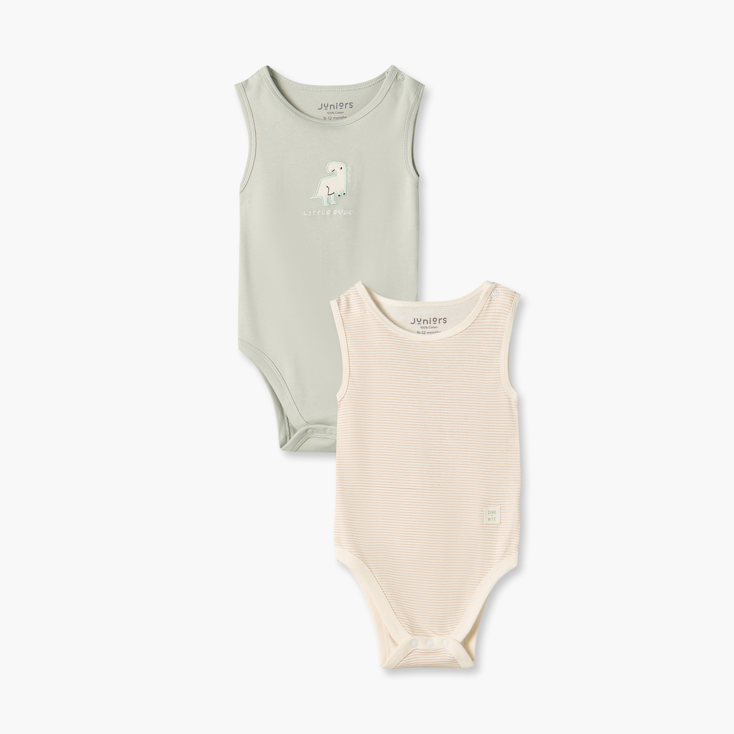 Pack of 2 Juniors Crew Neck Sleeveless Bodysuit with Snap Button Closure-baby-boys-clothing-bodysuits-image-1