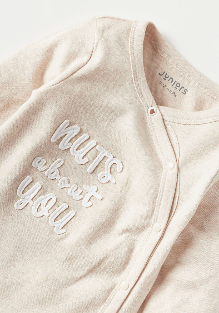 Juniors Typography Applique Detail Closed Feet Sleepsuit with Snap Button Closure-Sleepsuits-image-1