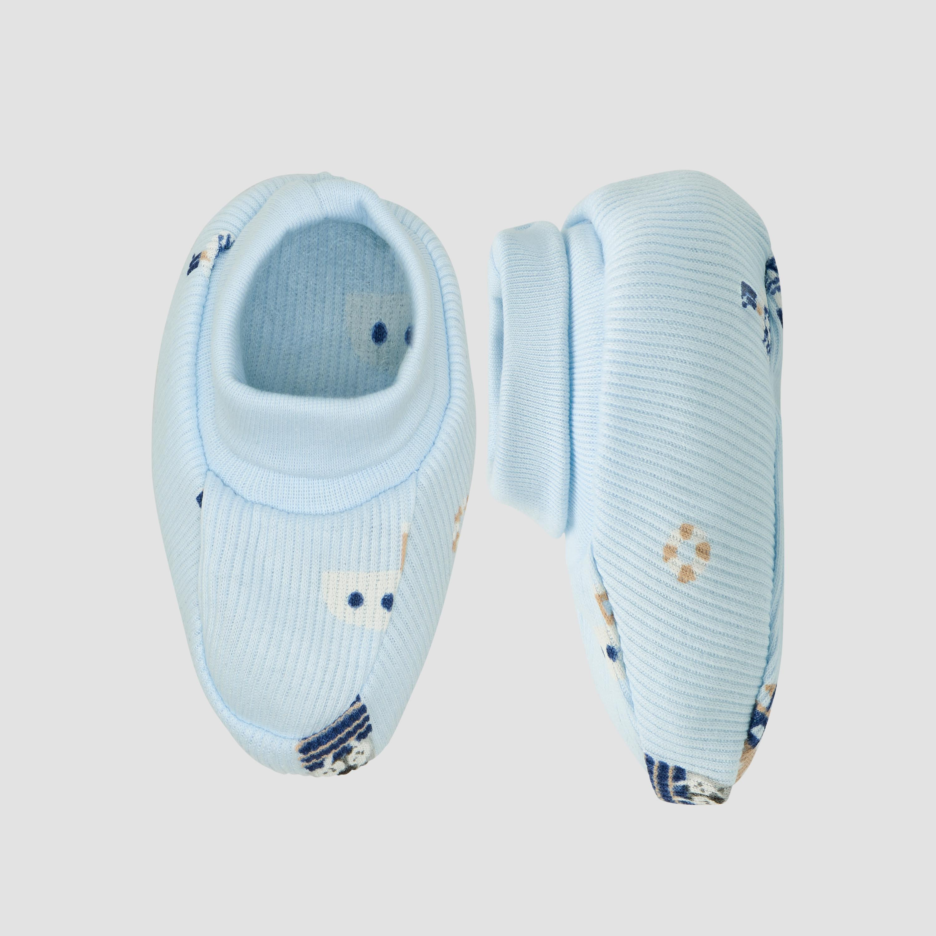 Pack of 2 Juniors Booties with Elasticated Cuff, Printed-baby-boys-shoes-booties-image-2