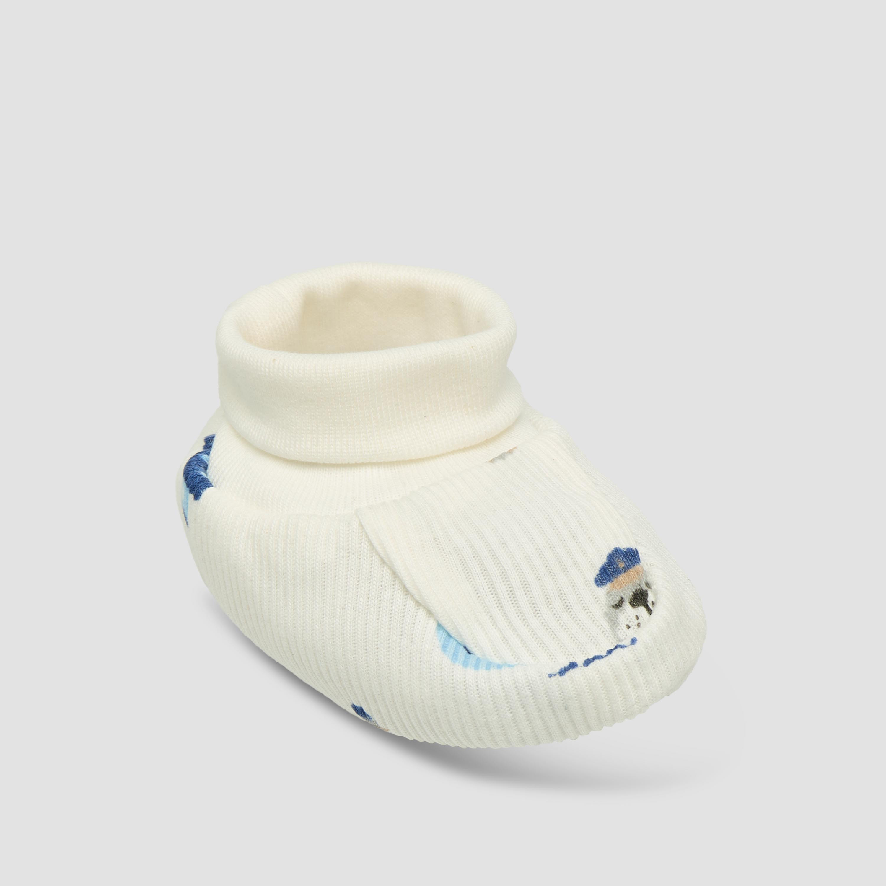 Pack of 2 Juniors Booties with Elasticated Cuff, Printed-baby-boys-shoes-booties-image-4
