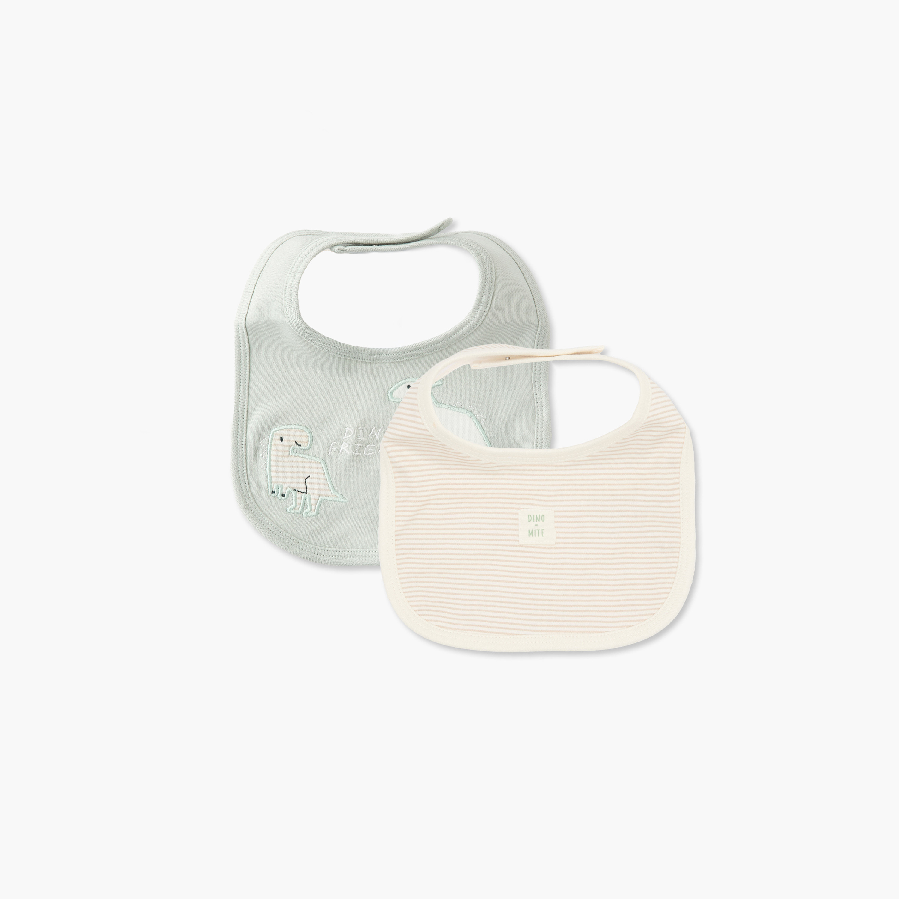 مرايل أطفال بطبعات ديناصور من جونيورز - عبوة من قطعتين-baby-feeding-bibs-image-1