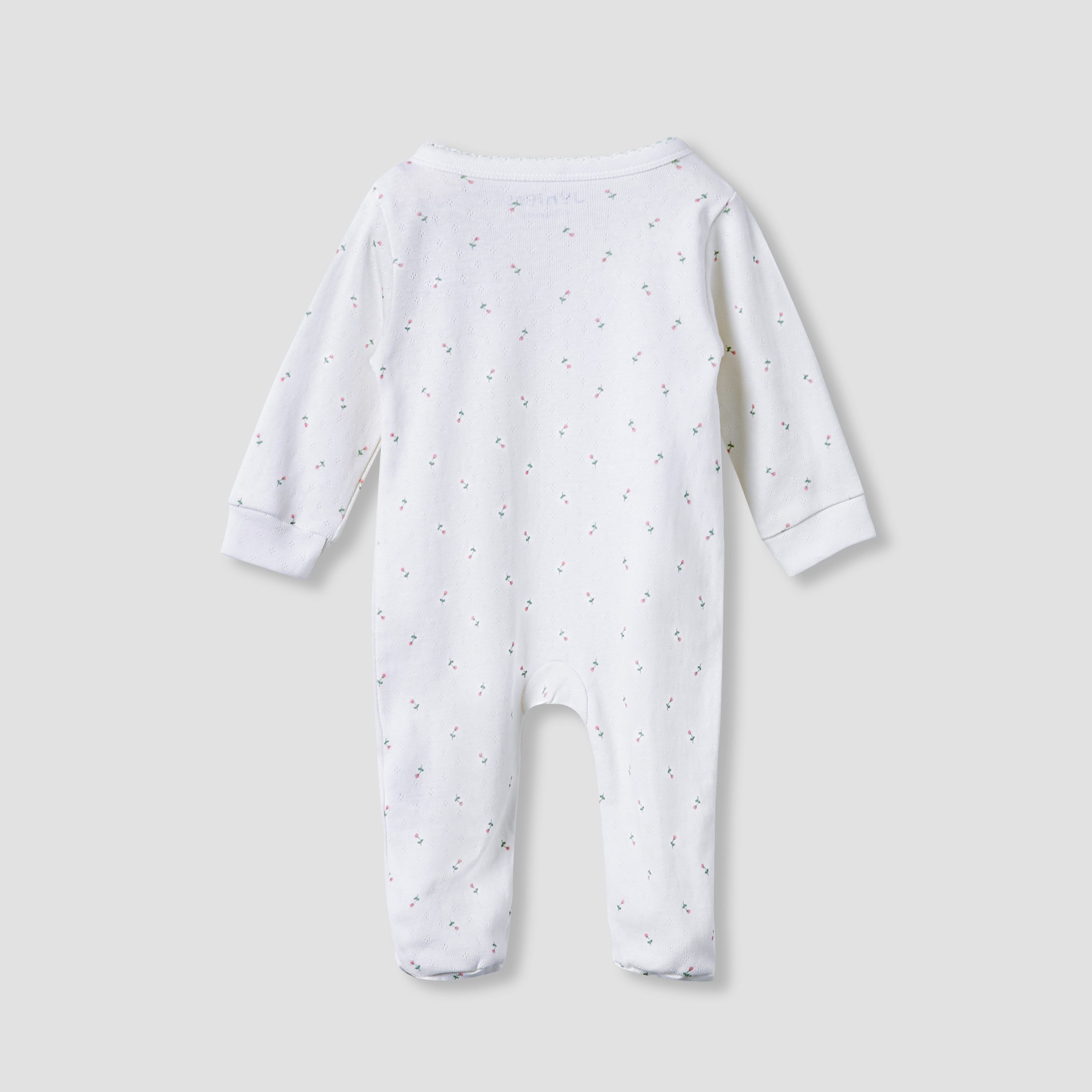 Juniors Floral Print Sleepsuit with Long Sleeves and Button Closure-baby-girls-clothing-nightwear-sleepsuits-image-2