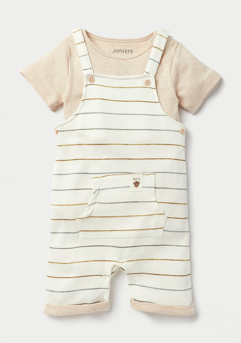 Juniors Striped Dungaree and T-shirt Set-Clothes Sets-image-0