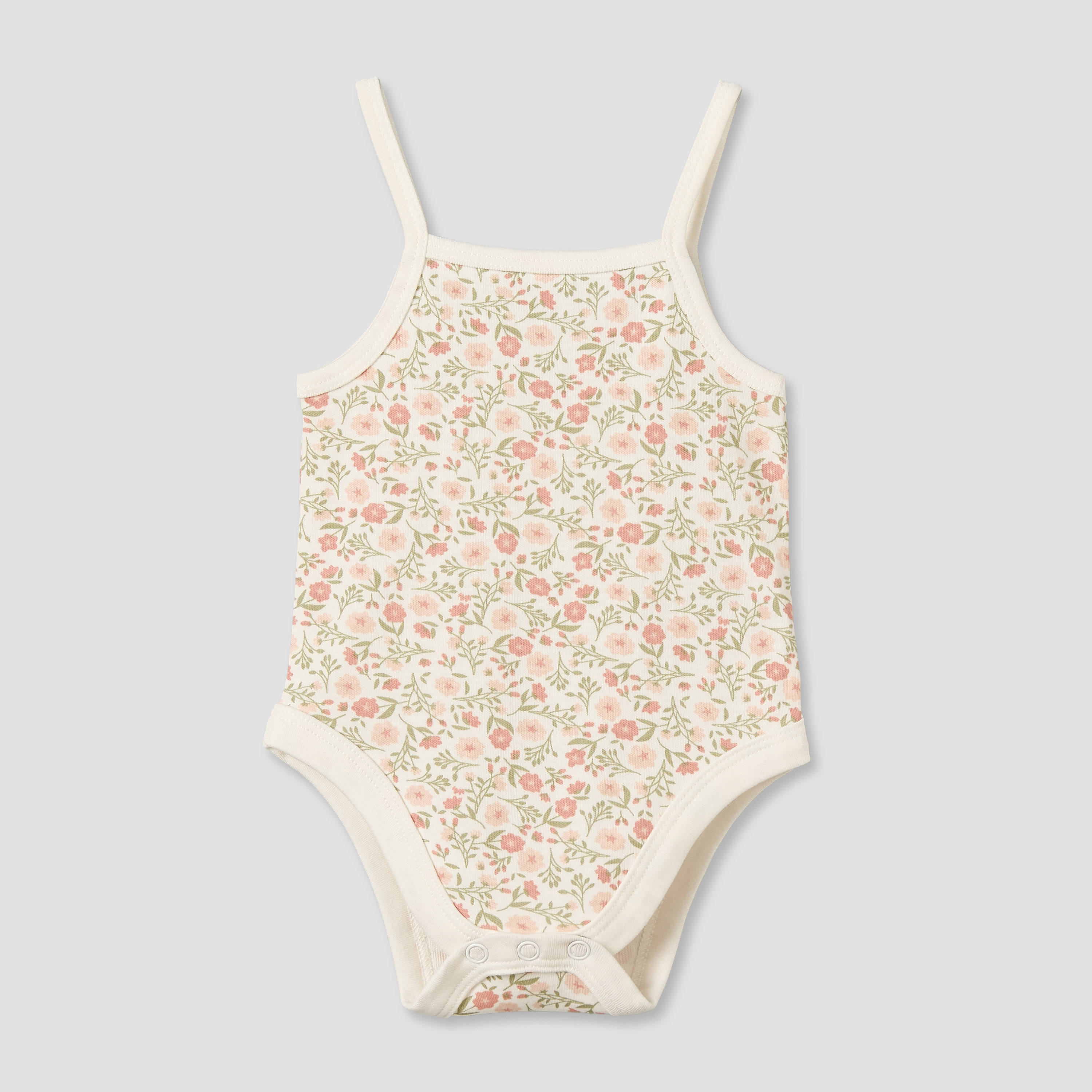 Pack of 3 Juniors Cotton Strappy Bodysuit with Floral Print-baby-girls-clothing-bodysuits-image-2