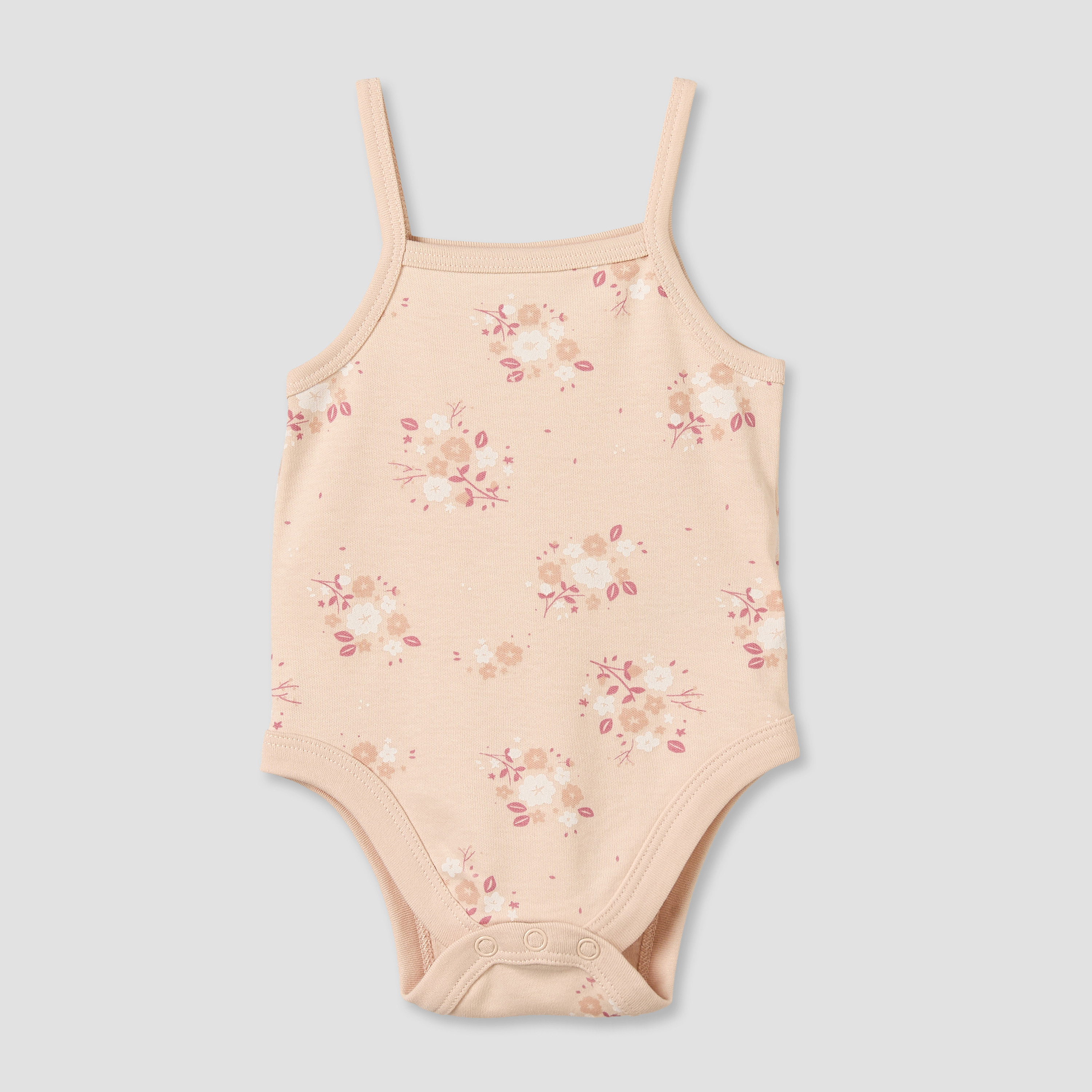 Pack of 3 Juniors Cotton Strappy Bodysuit with Floral Print-baby-girls-clothing-bodysuits-image-3