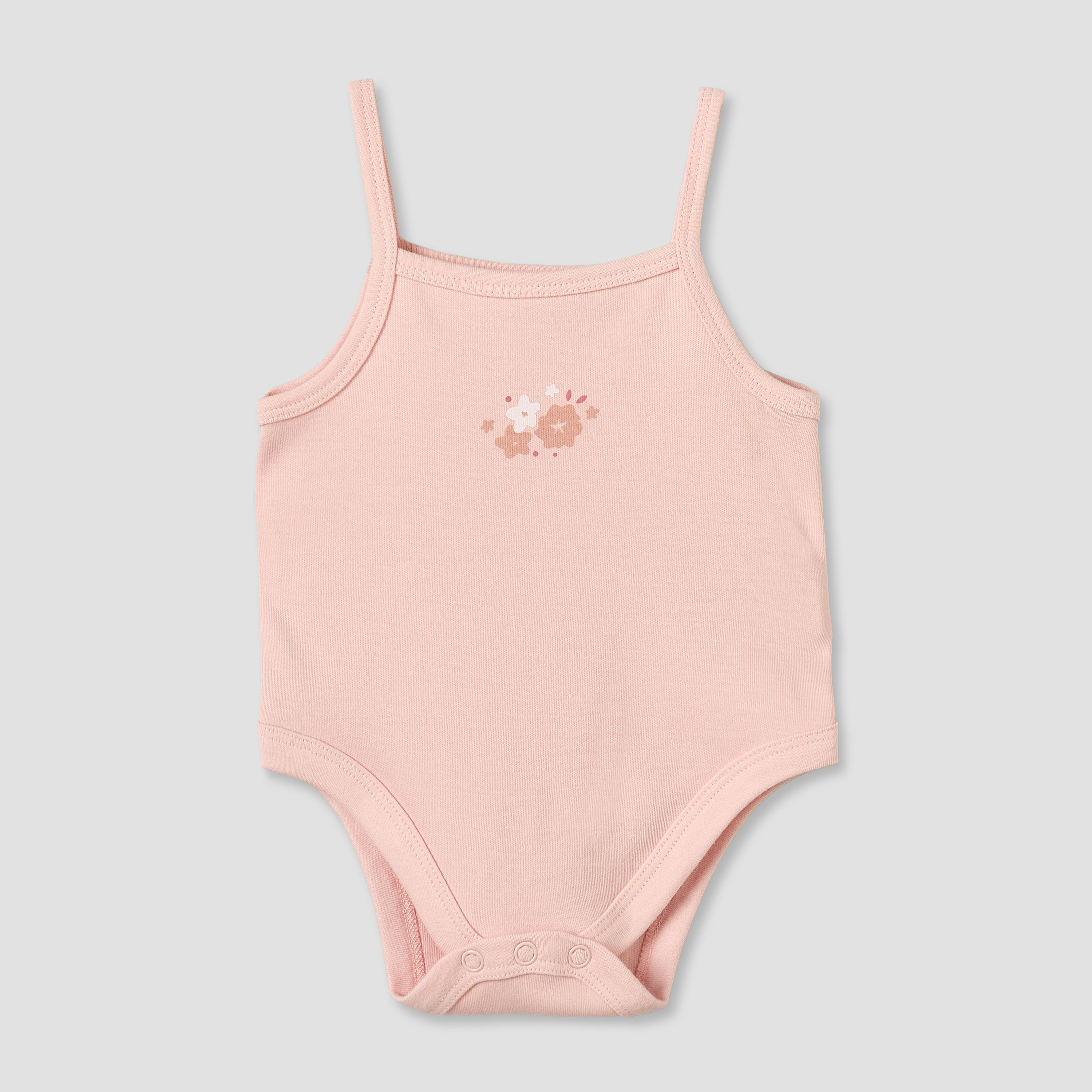 Pack of 3 Juniors Cotton Strappy Bodysuit with Floral Print-baby-girls-clothing-bodysuits-image-4