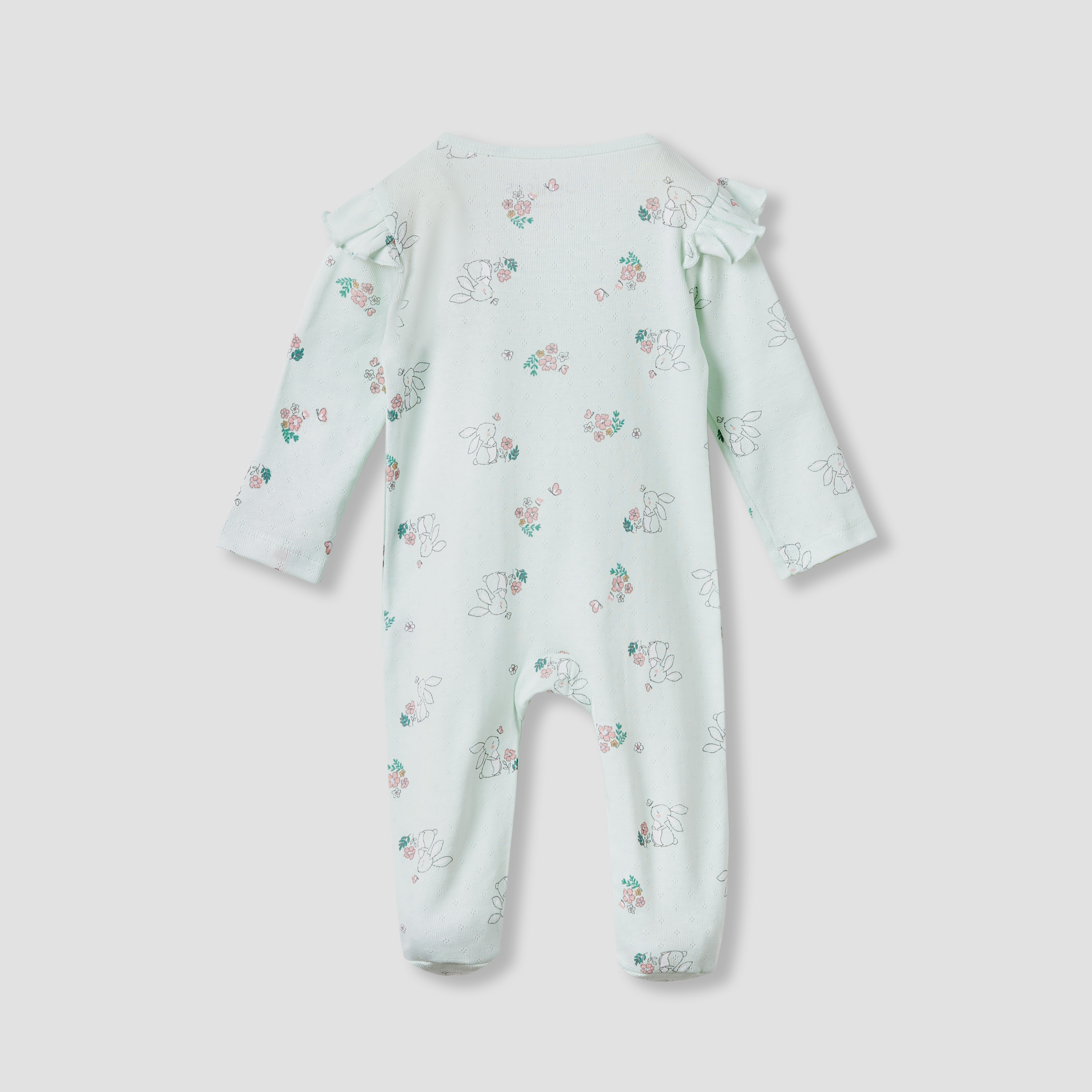Juniors Printed Sleepsuit with Long Sleeves and Zip Closure-baby-girls-clothing-nightwear-sleepsuits-image-2