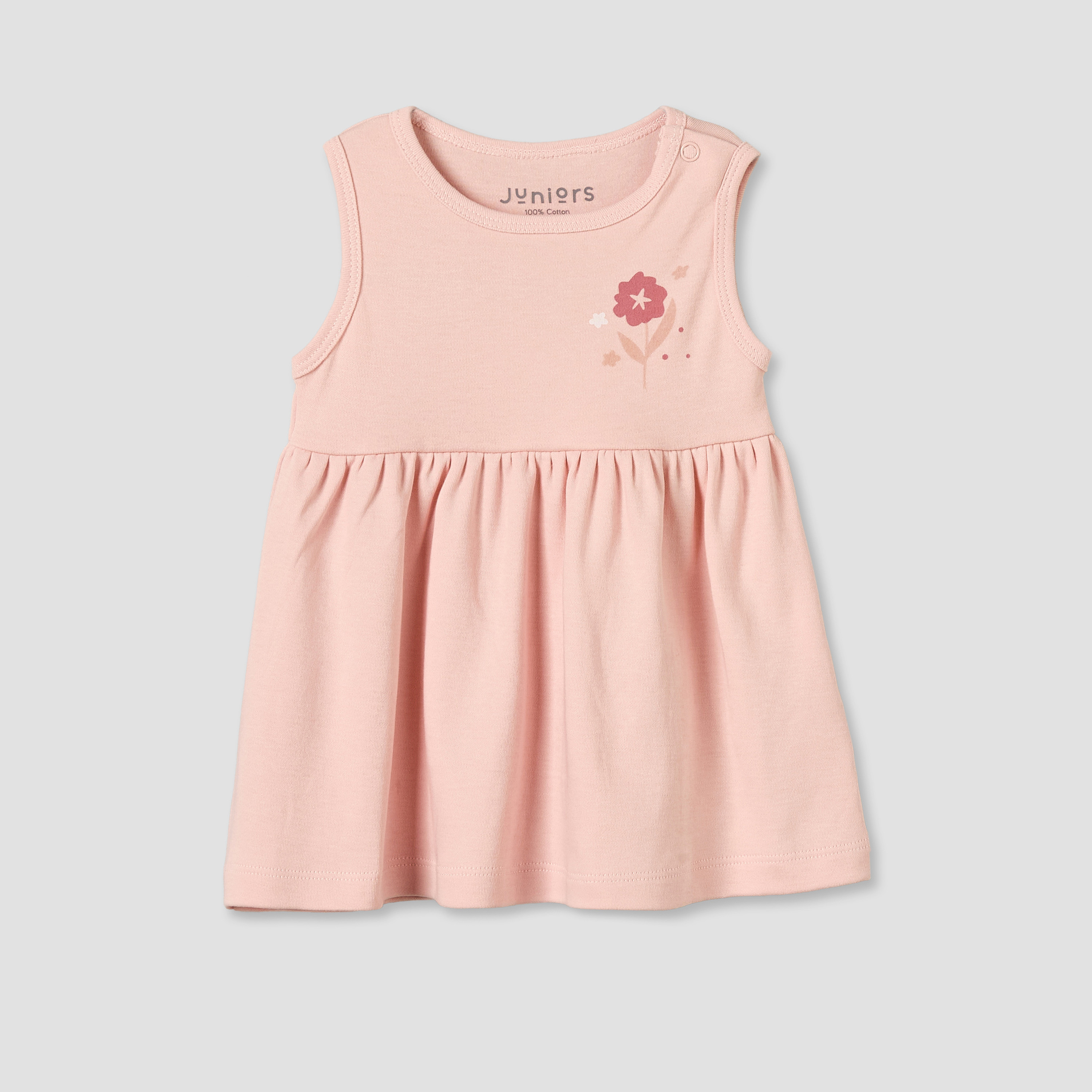 Pack of 3 Juniors Round Neck Knee Length A-line Dress with Floral Print-baby-girls-clothing-dressesandjumpsuits-image-4