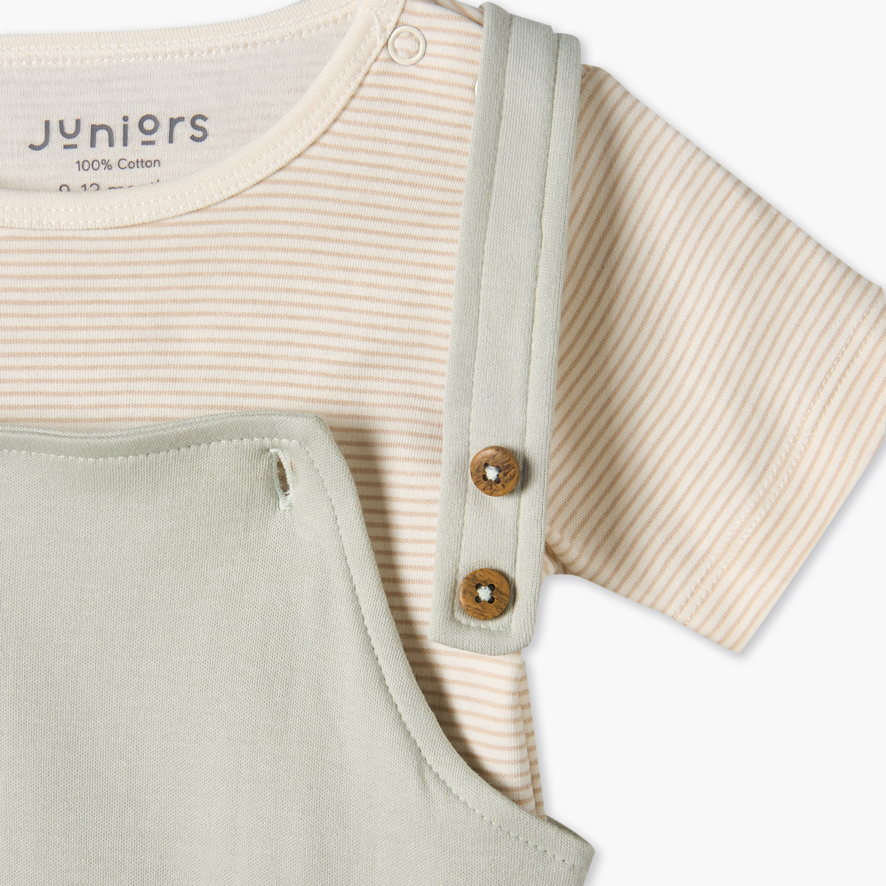 Juniors Crew Neck Short Sleeves T-shirt and Dungaree Set with Stripes-baby-boys-clothing-setsandcoords-image-7