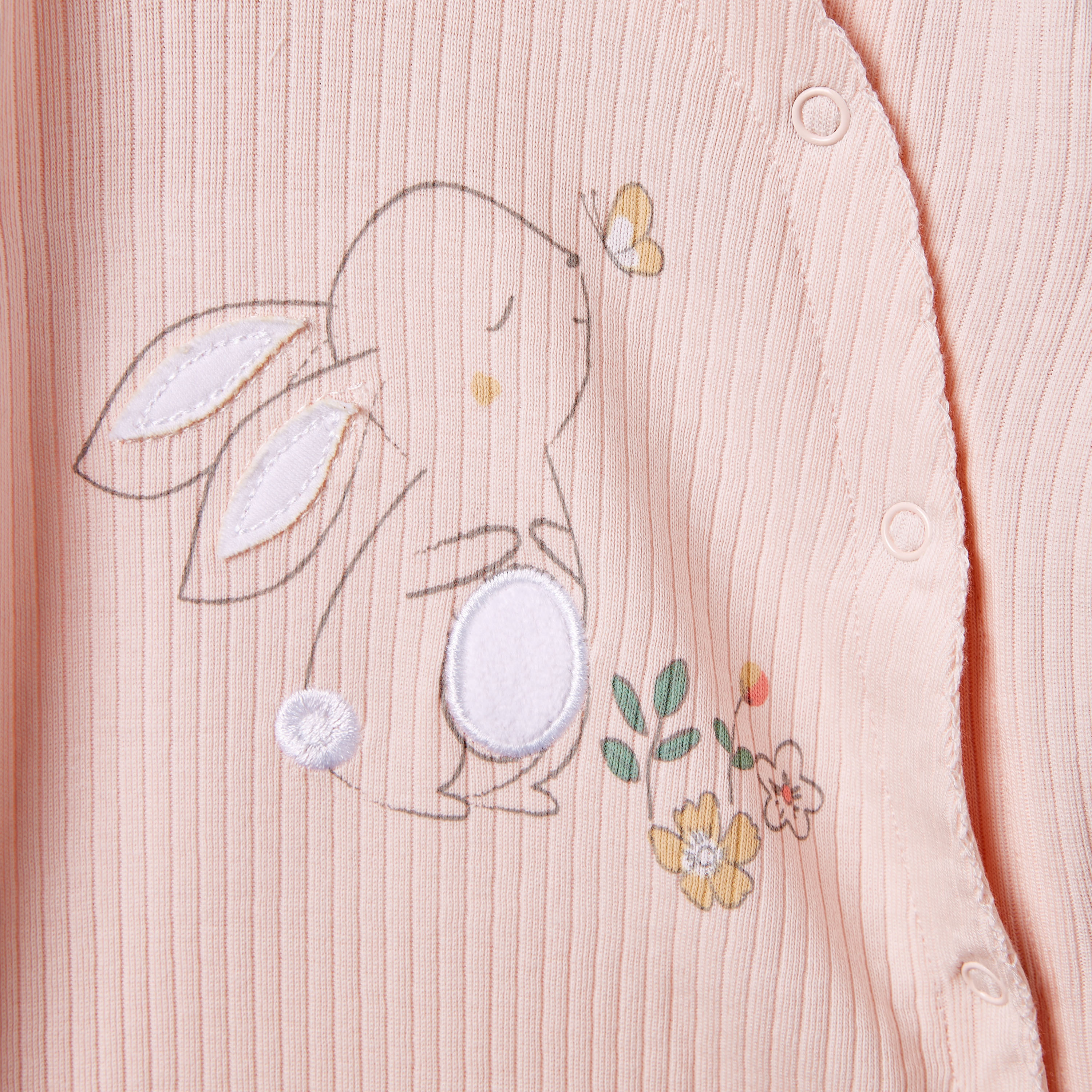 Juniors Bunny Print Sleepsuit with Long Sleeves and Button Closure-baby-girls-clothing-nightwear-sleepsuits-image-5