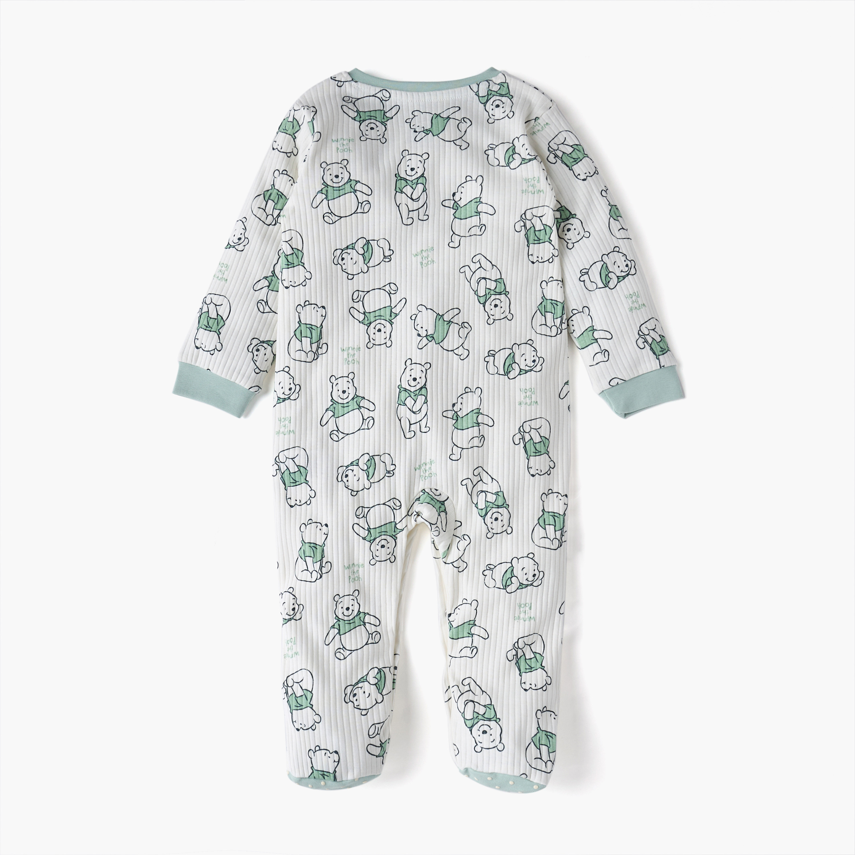 Disney All-Over Winnie The Pooh Print Closed Feet Sleepsuit with Long Sleeves-baby-boys-clothing-nightwear-sleepsuits-image-2
